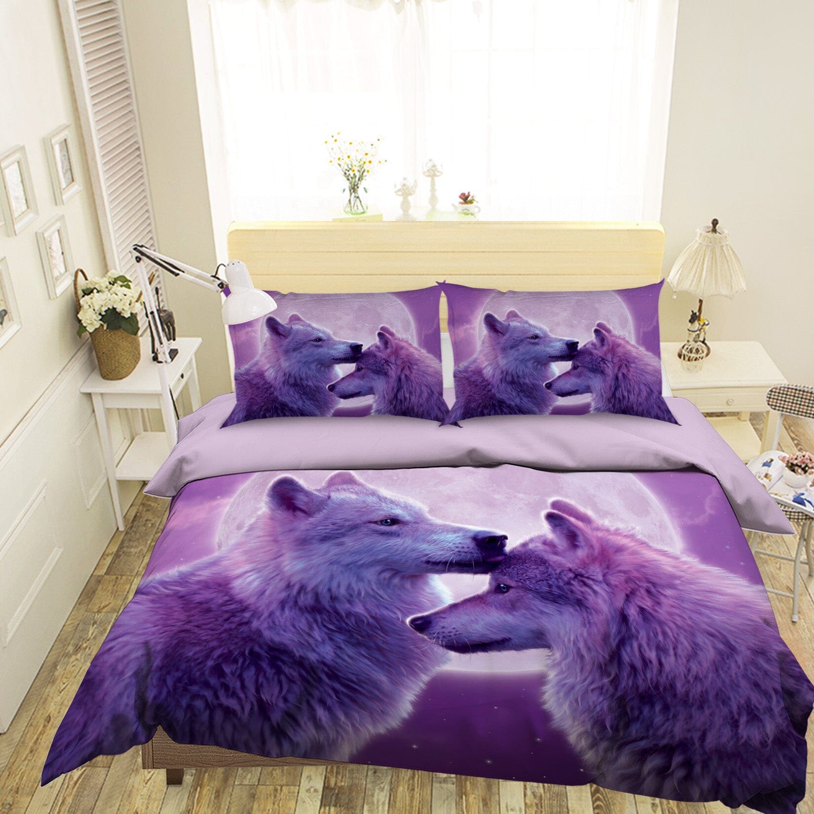 3D Loving Wolves 057 Bed Pillowcases Quilt Exclusive Designer Vincent Quiet Covers AJ Creativity Home