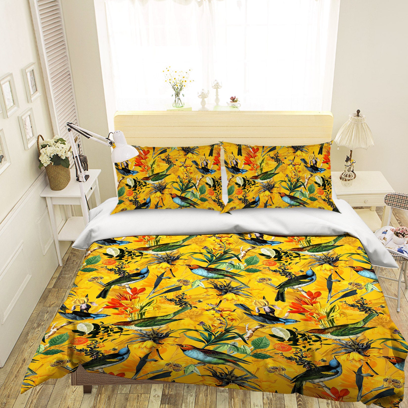 3D Yellow Flower Bird 117 Uta Naumann Bedding Bed Pillowcases Quilt