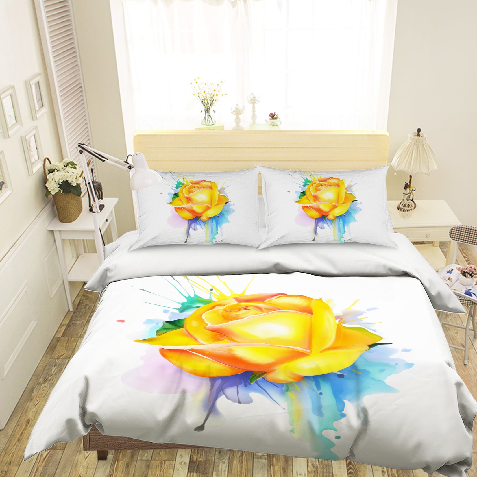 3D Yellow Flowers 58214 Bed Pillowcases Quilt