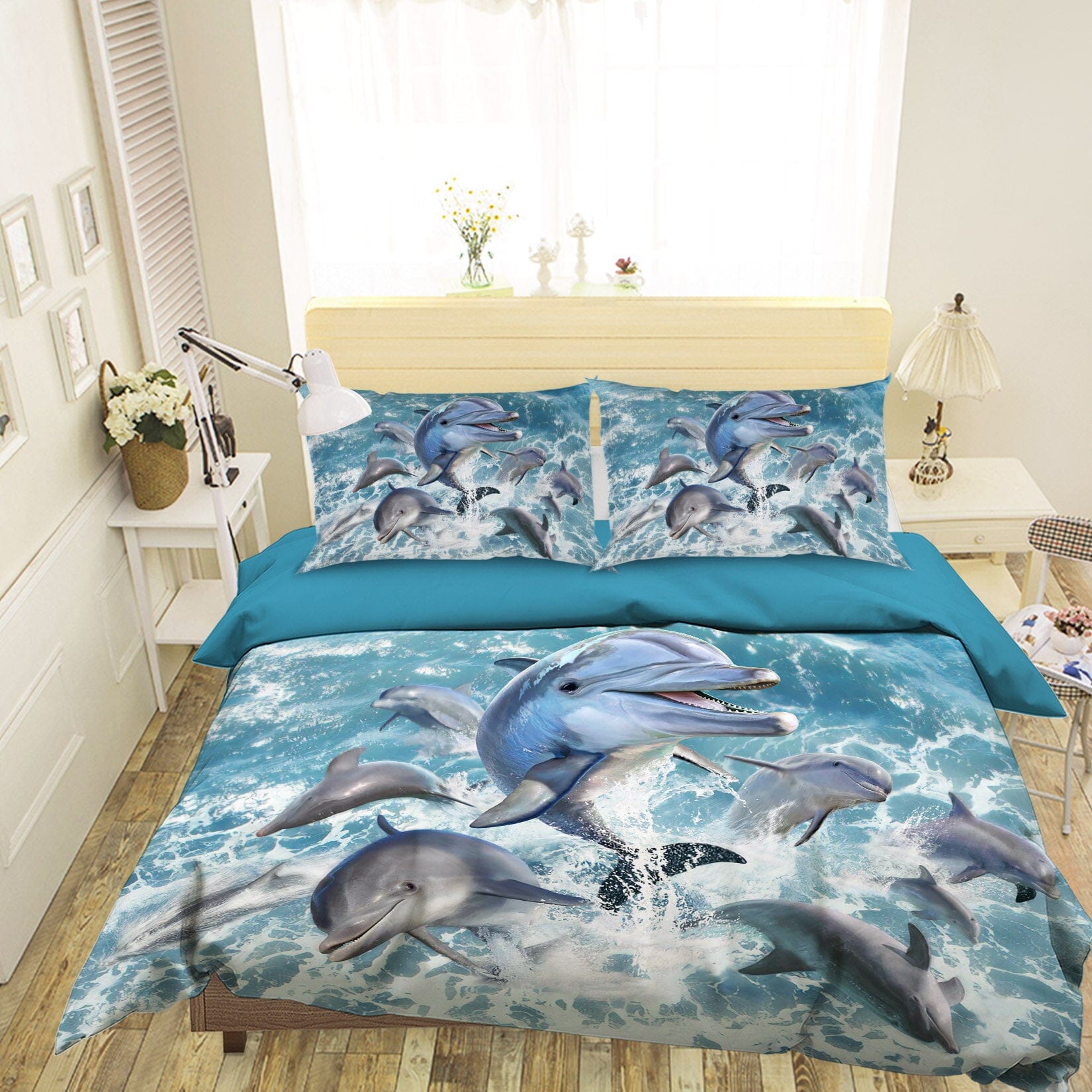 3D Dolphin Jump 2104 Jerry LoFaro bedding Bed Pillowcases Quilt Quiet Covers AJ Creativity Home