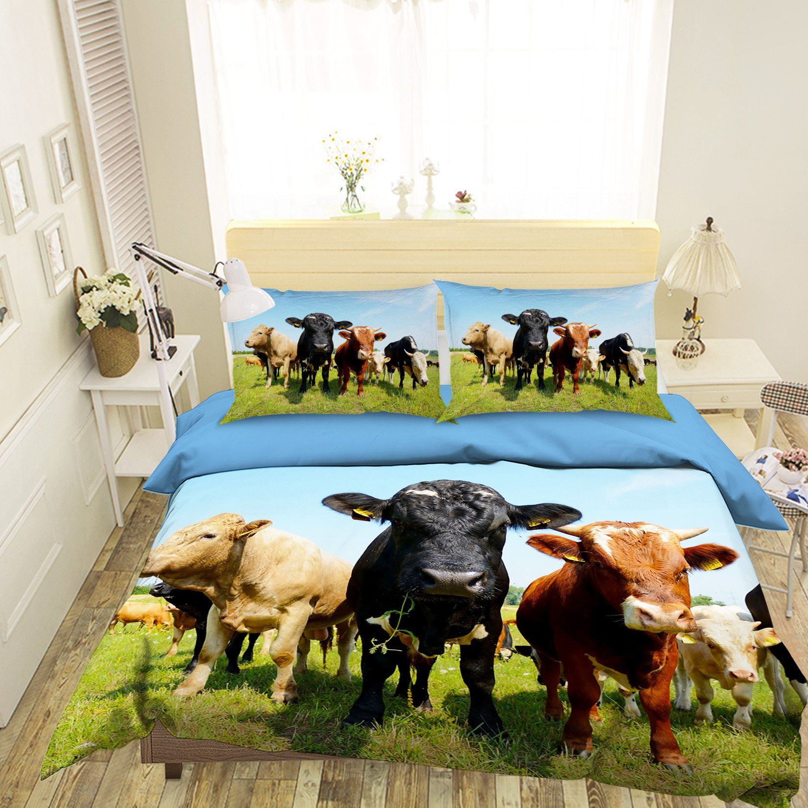 3D Herd Cows 1931 Bed Pillowcases Quilt Quiet Covers AJ Creativity Home