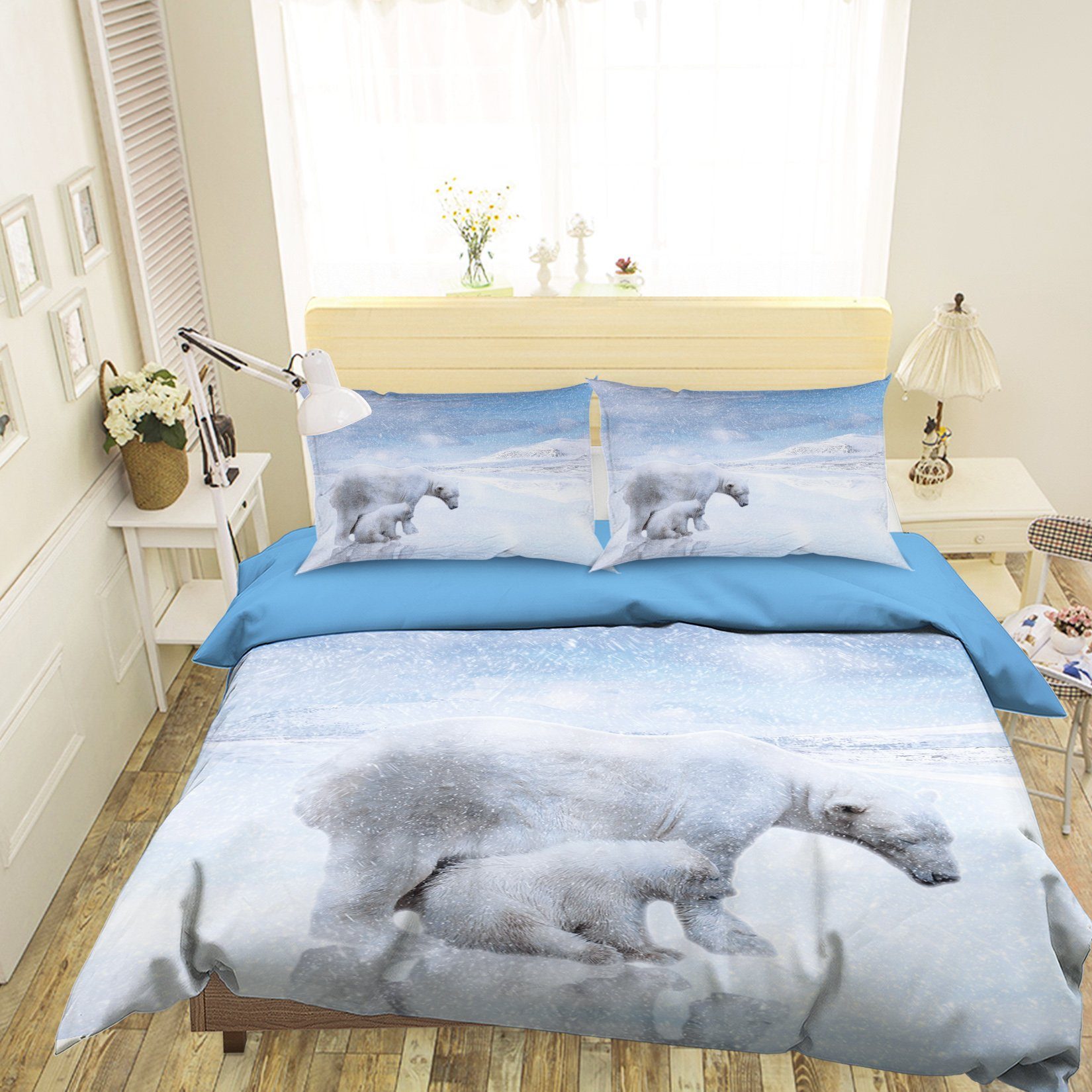 3D Polar Bear 1987 Bed Pillowcases Quilt Quiet Covers AJ Creativity Home