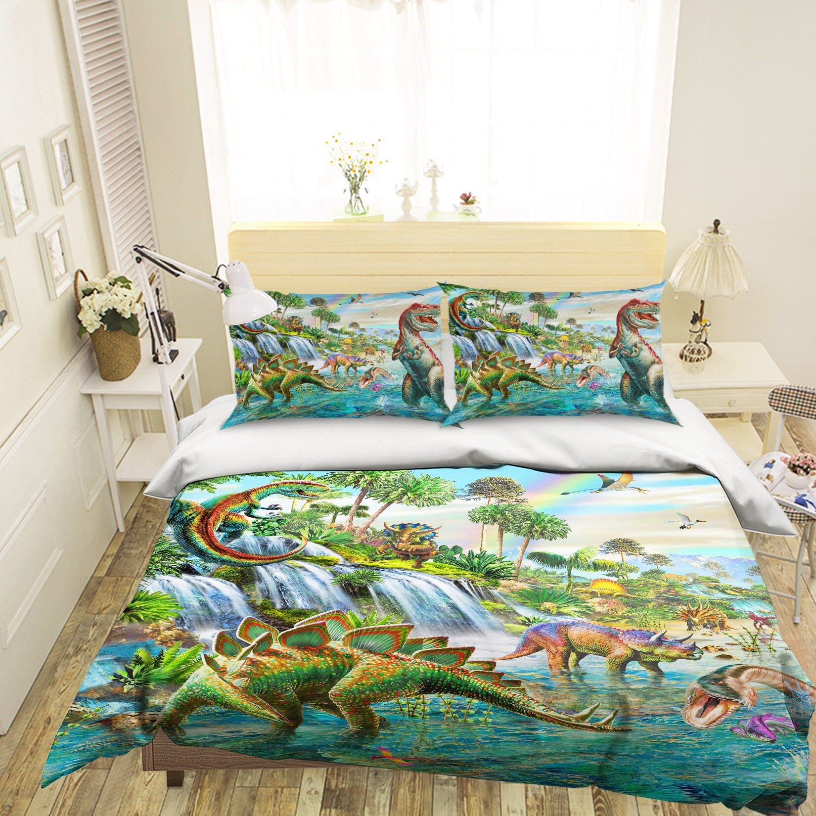 3D Dinosaur Falls 2123 Adrian Chesterman Bedding Bed Pillowcases Quilt Quiet Covers AJ Creativity Home