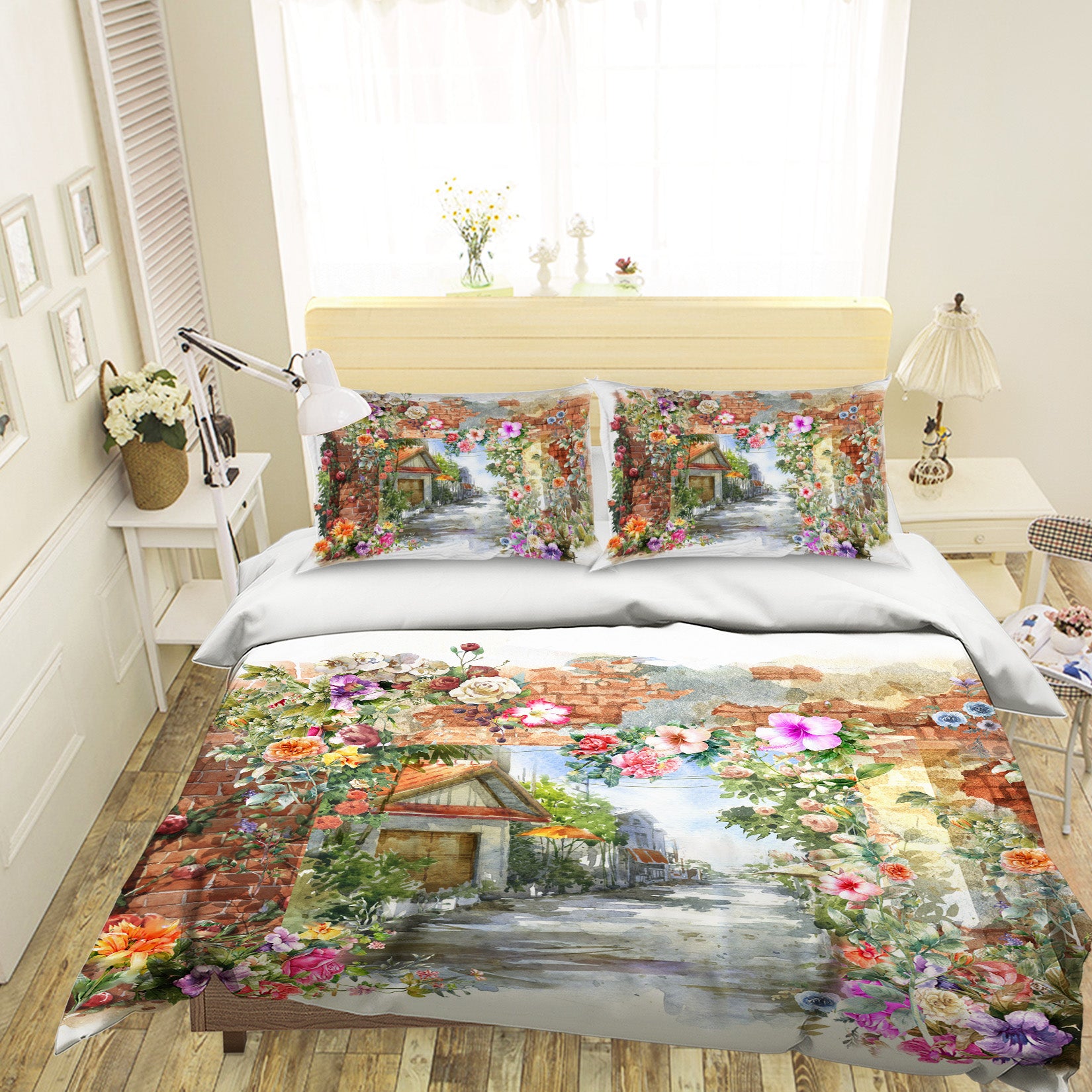 3D House Flowers 60143 Bed Pillowcases Quilt