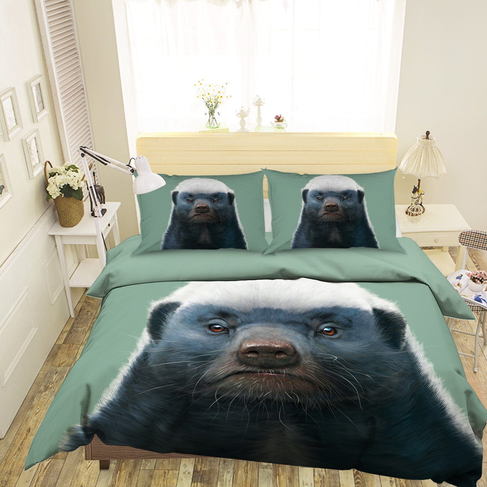 3D Honey Badger Portrait 051 Bed Pillowcases Quilt Exclusive Designer Vincent Quiet Covers AJ Creativity Home