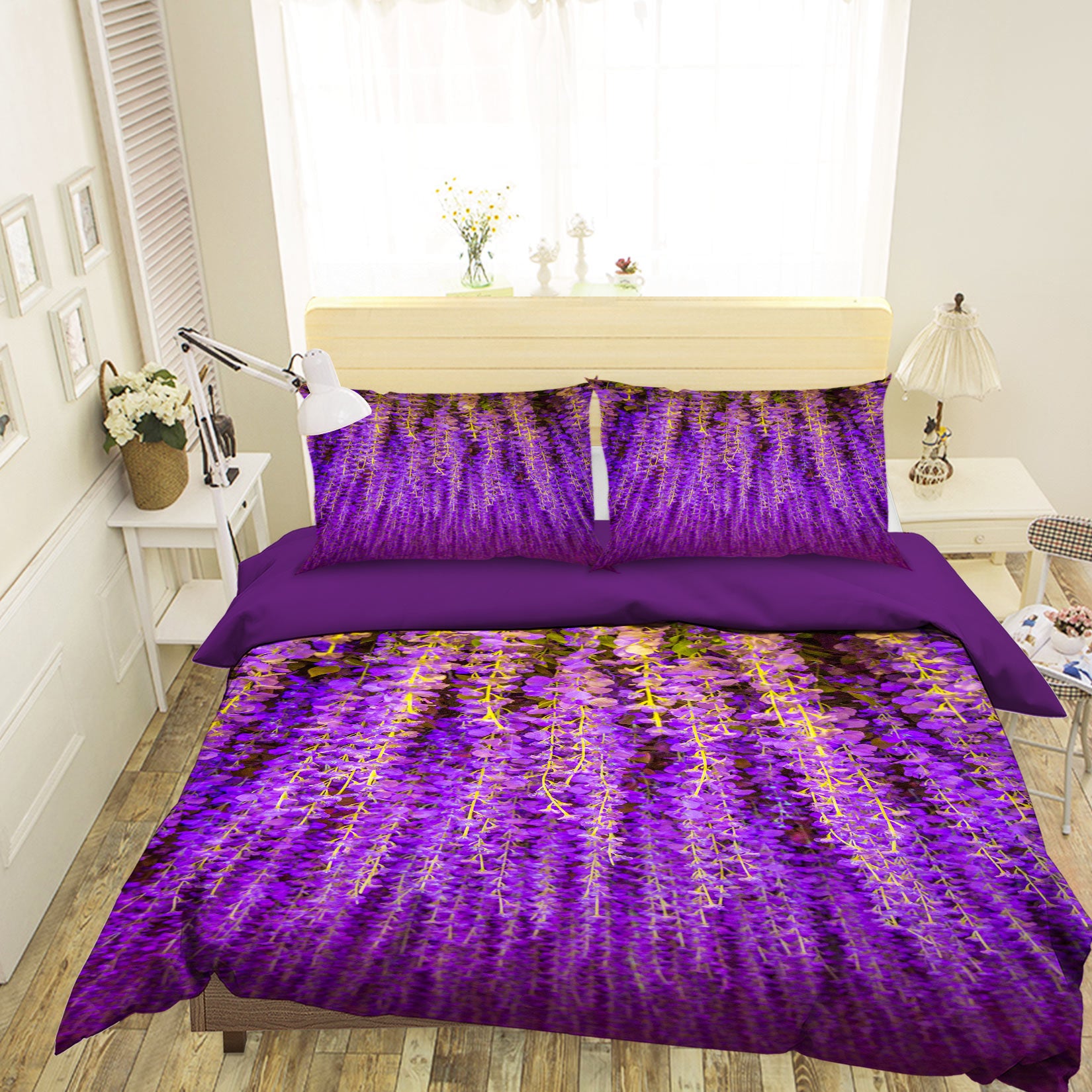 3D Wisteria Flowers 16172 Bed Pillowcases Quilt