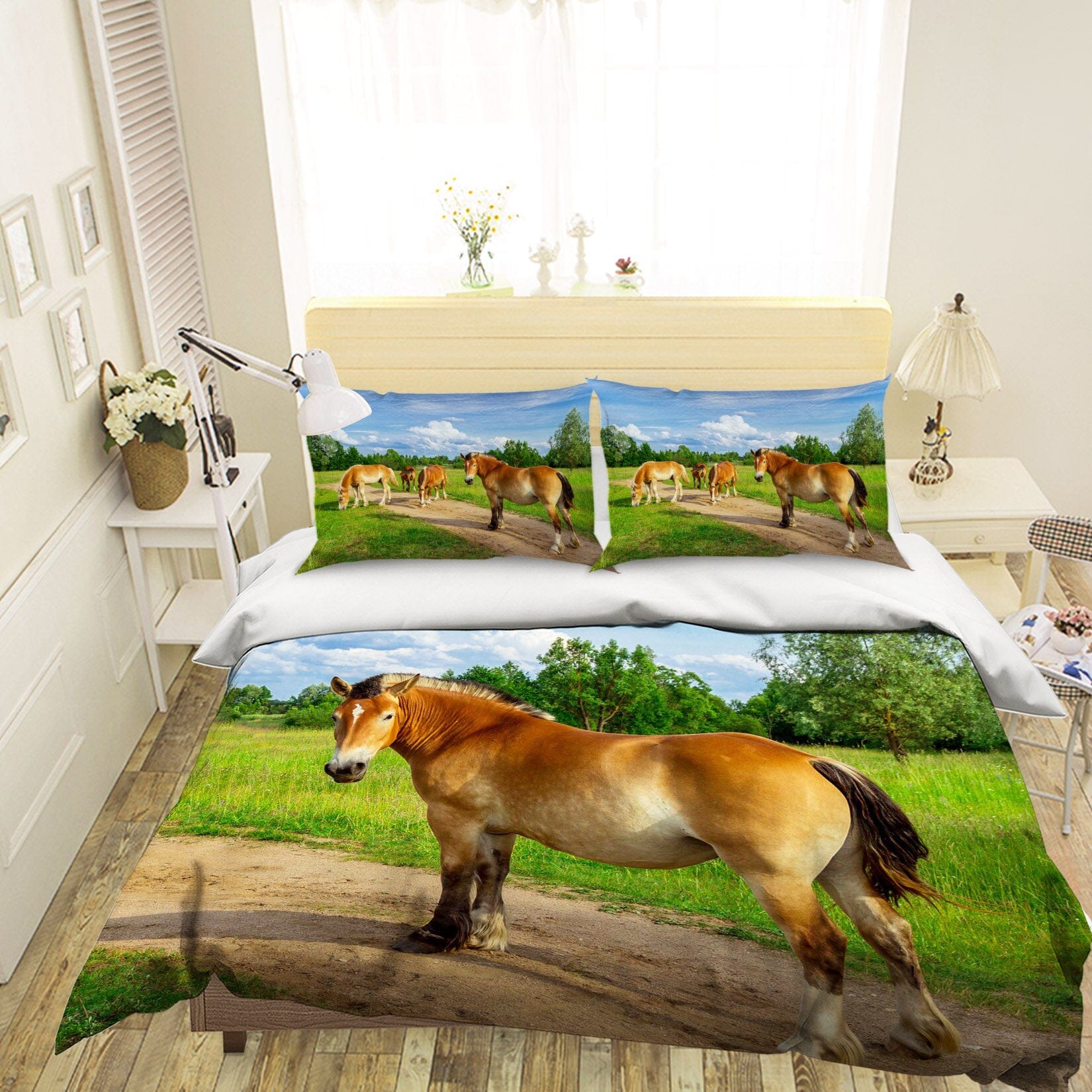 3D Painted Horse 1910 Bed Pillowcases Quilt Quiet Covers AJ Creativity Home