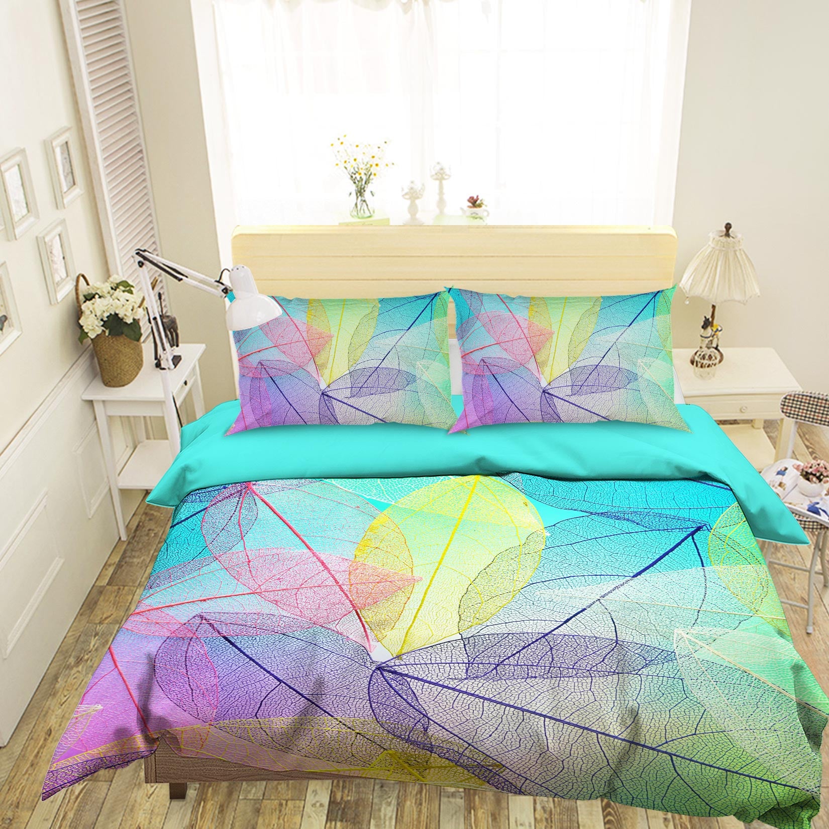 3D Colored Leaves 14014 Bed Pillowcases Quilt