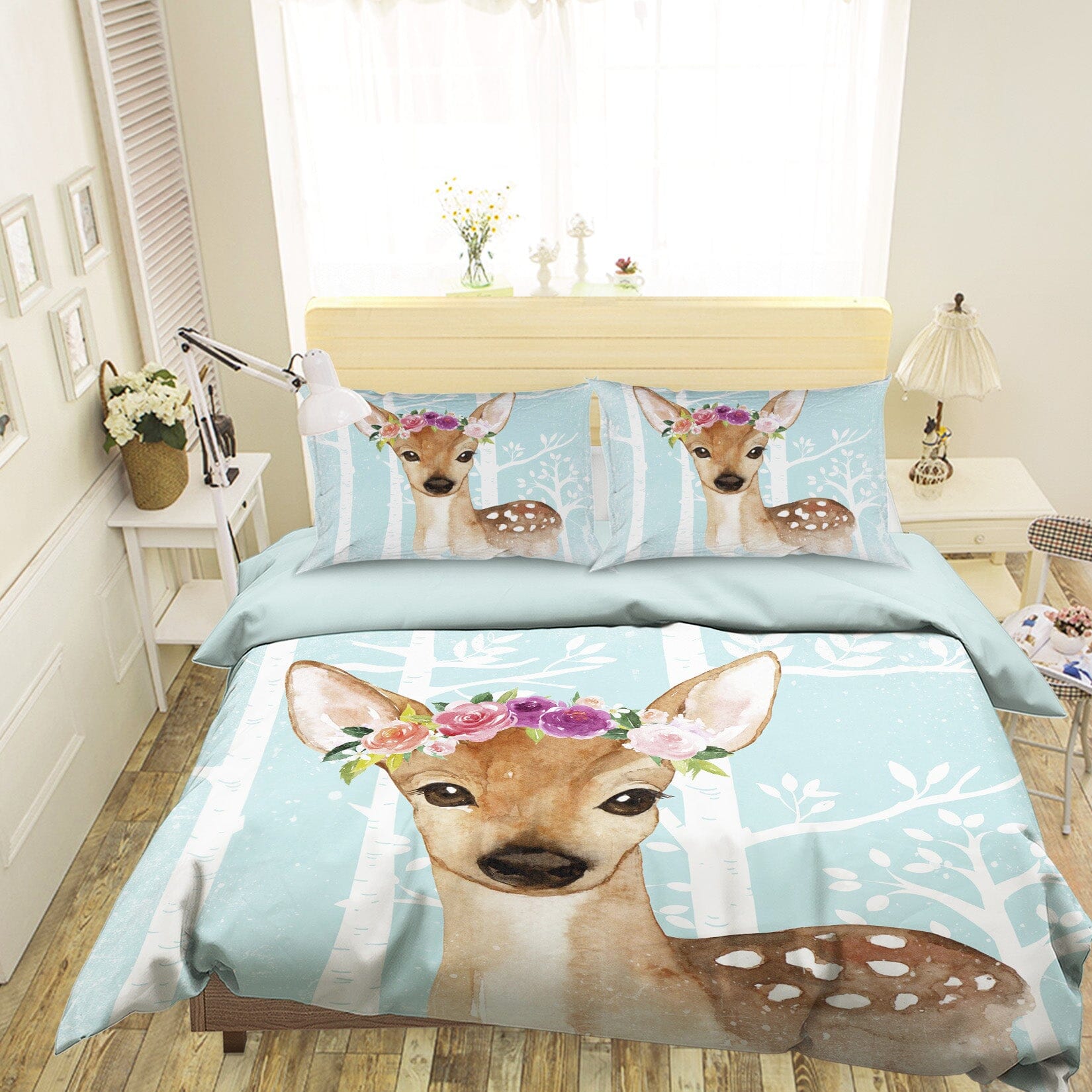 3D Sika Deer Flower 252 Uta Naumann Bedding Bed Pillowcases Quilt Quiet Covers AJ Creativity Home