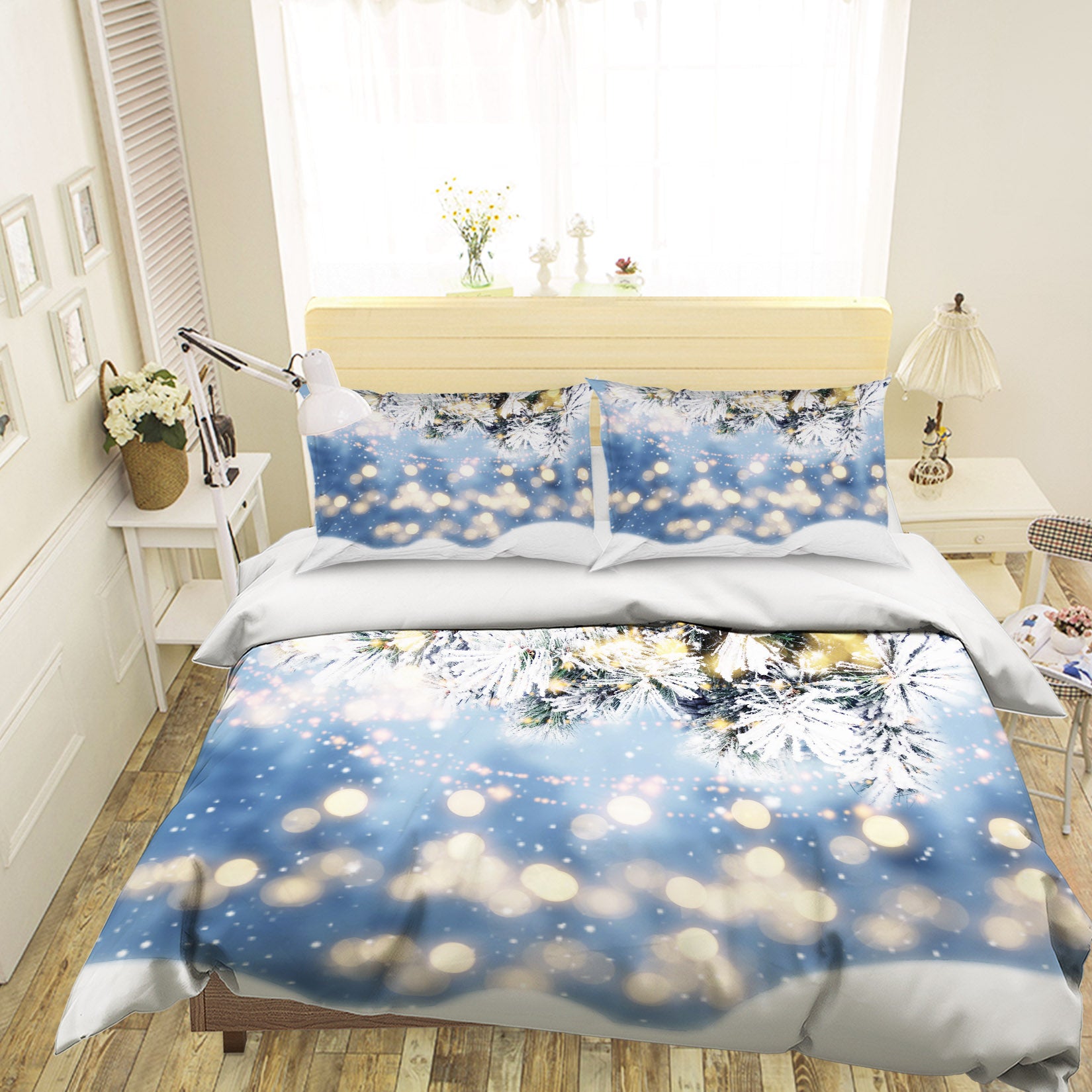 3D Branches Snow 51151 Christmas Quilt Duvet Cover Xmas Bed Pillowcases