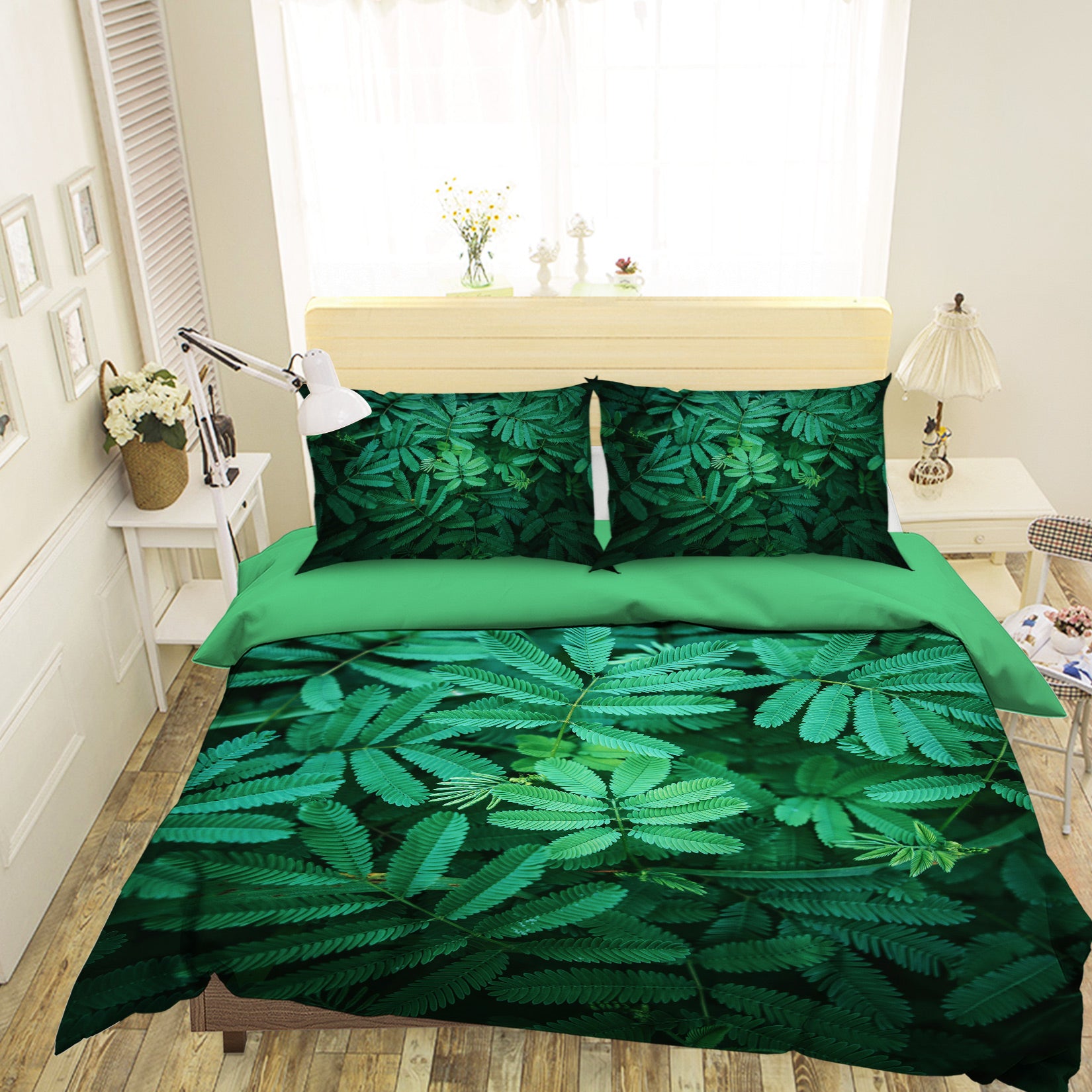 3D Leaves 13007 Bed Pillowcases Quilt