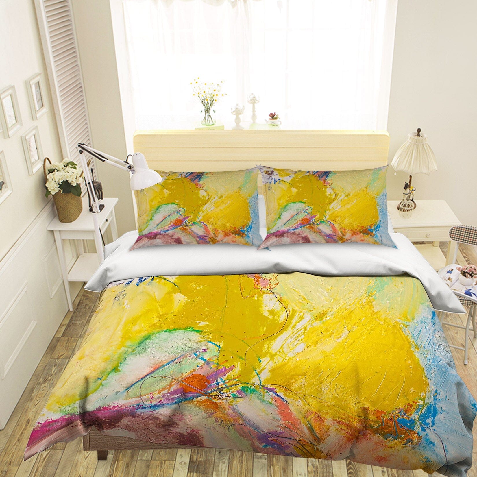 3D Graffiti Yellow 1055 Allan P. Friedlander Bedding Bed Pillowcases Quilt Quiet Covers AJ Creativity Home