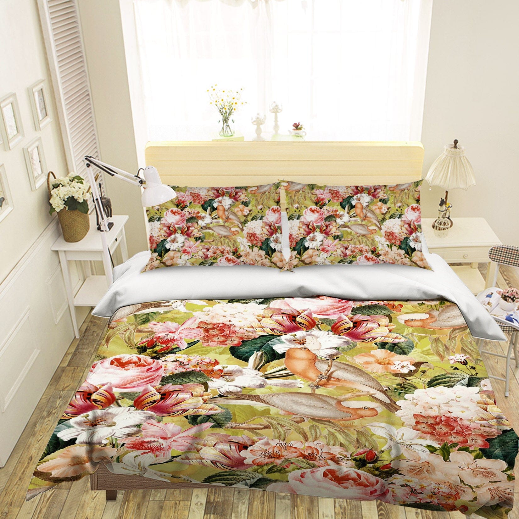 3D Parrot Lily Flower 122 Uta Naumann Bedding Bed Pillowcases Quilt Quiet Covers AJ Creativity Home