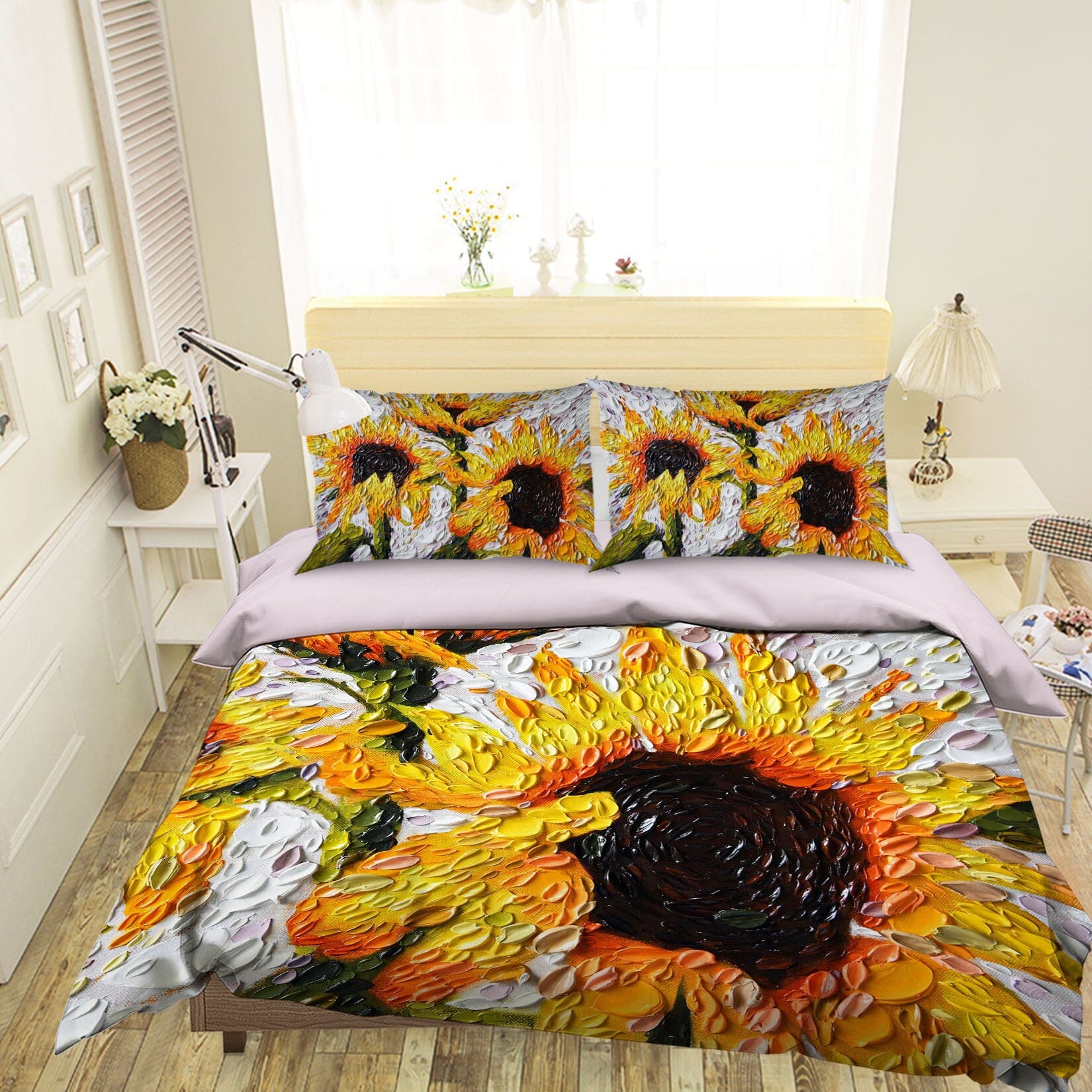 3D Sunflowers 2108 Dena Tollefson bedding Bed Pillowcases Quilt Quiet Covers AJ Creativity Home