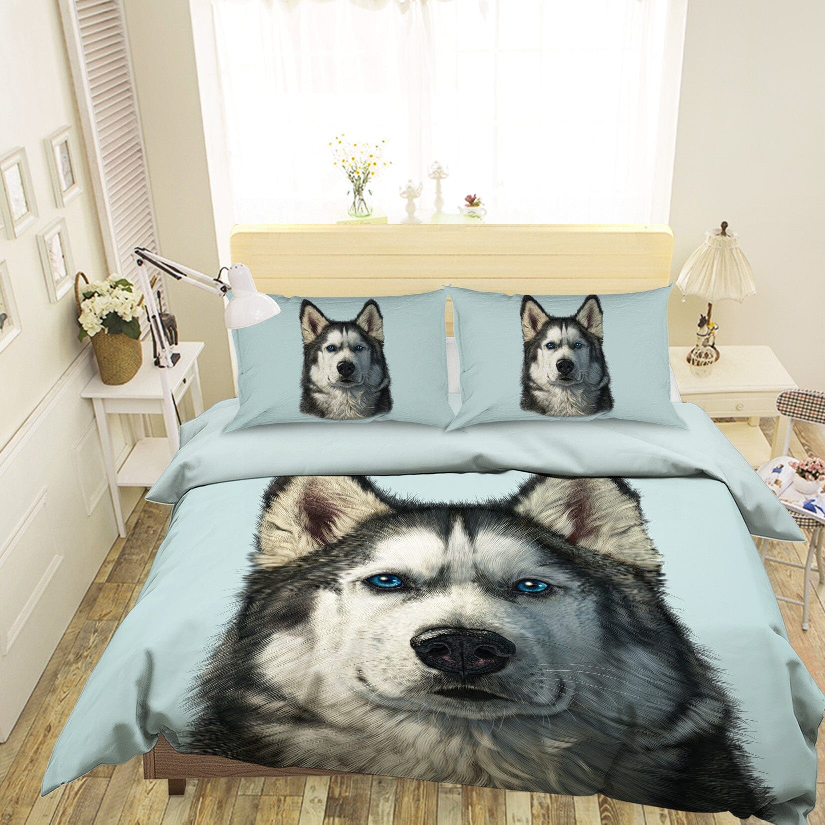 3D Husky Portrait 052 Bed Pillowcases Quilt Exclusive Designer Vincent Quiet Covers AJ Creativity Home