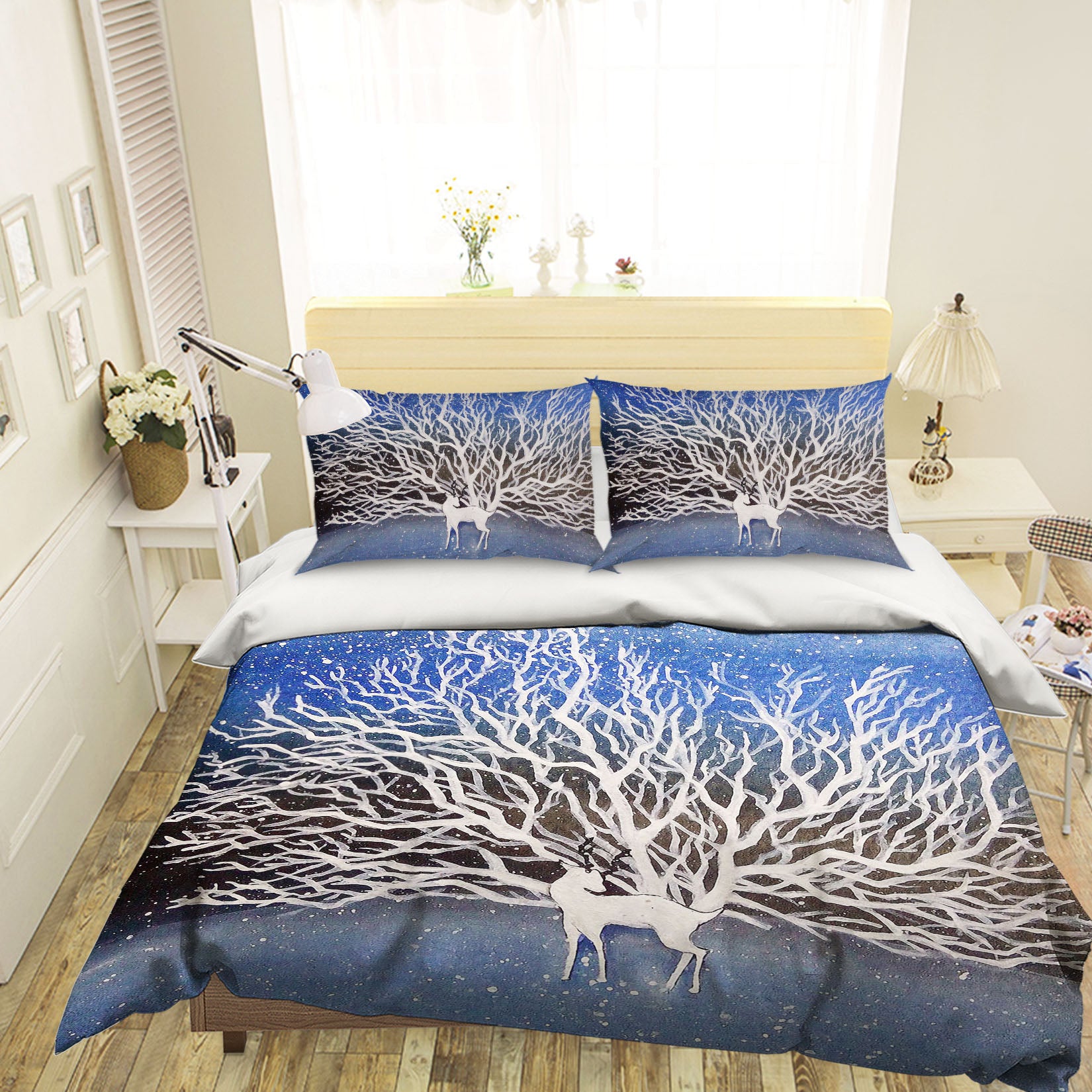 3D Deer Branches 12146 Bed Pillowcases Quilt