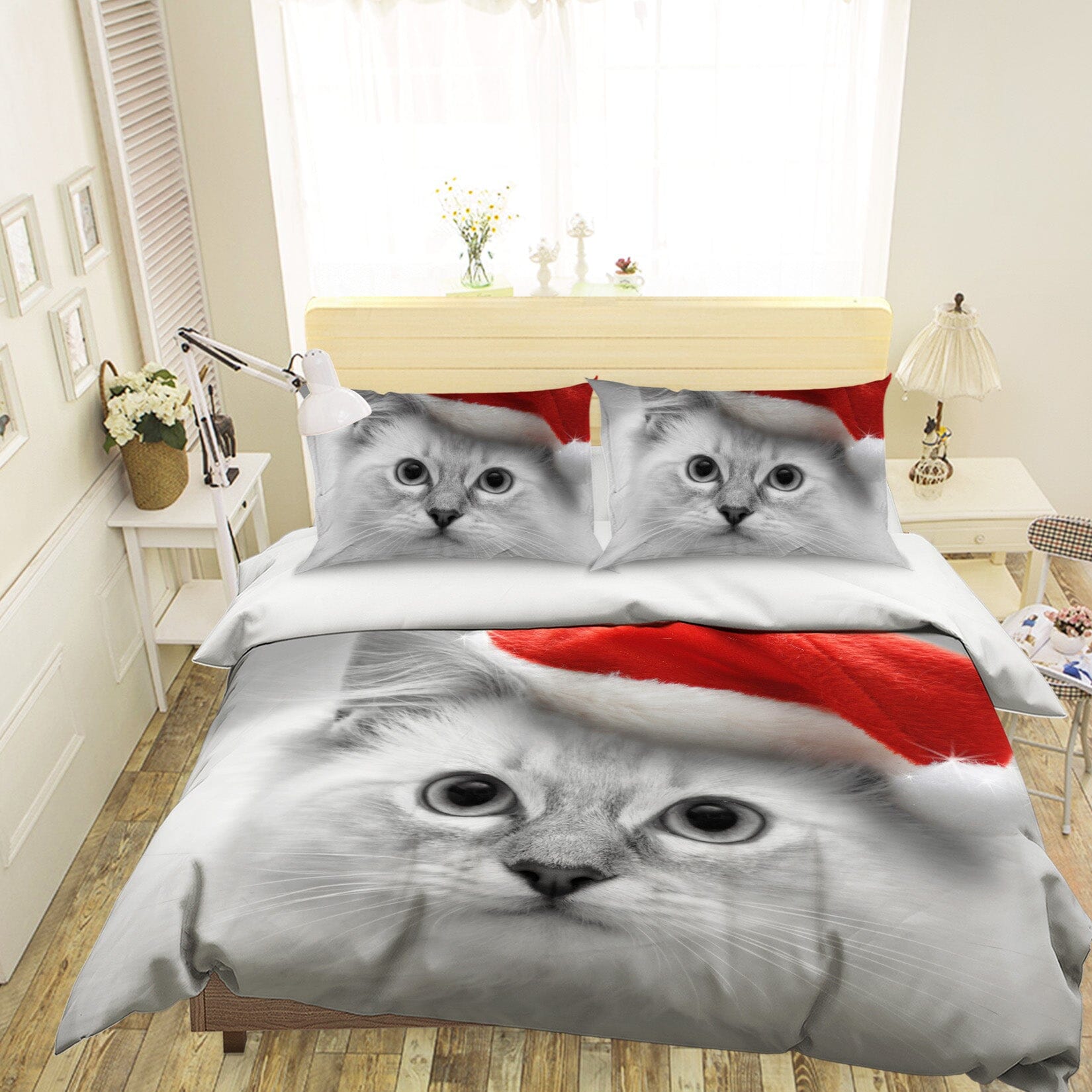 3D Cute Cat 1905 Bed Pillowcases Quilt Quiet Covers AJ Creativity Home