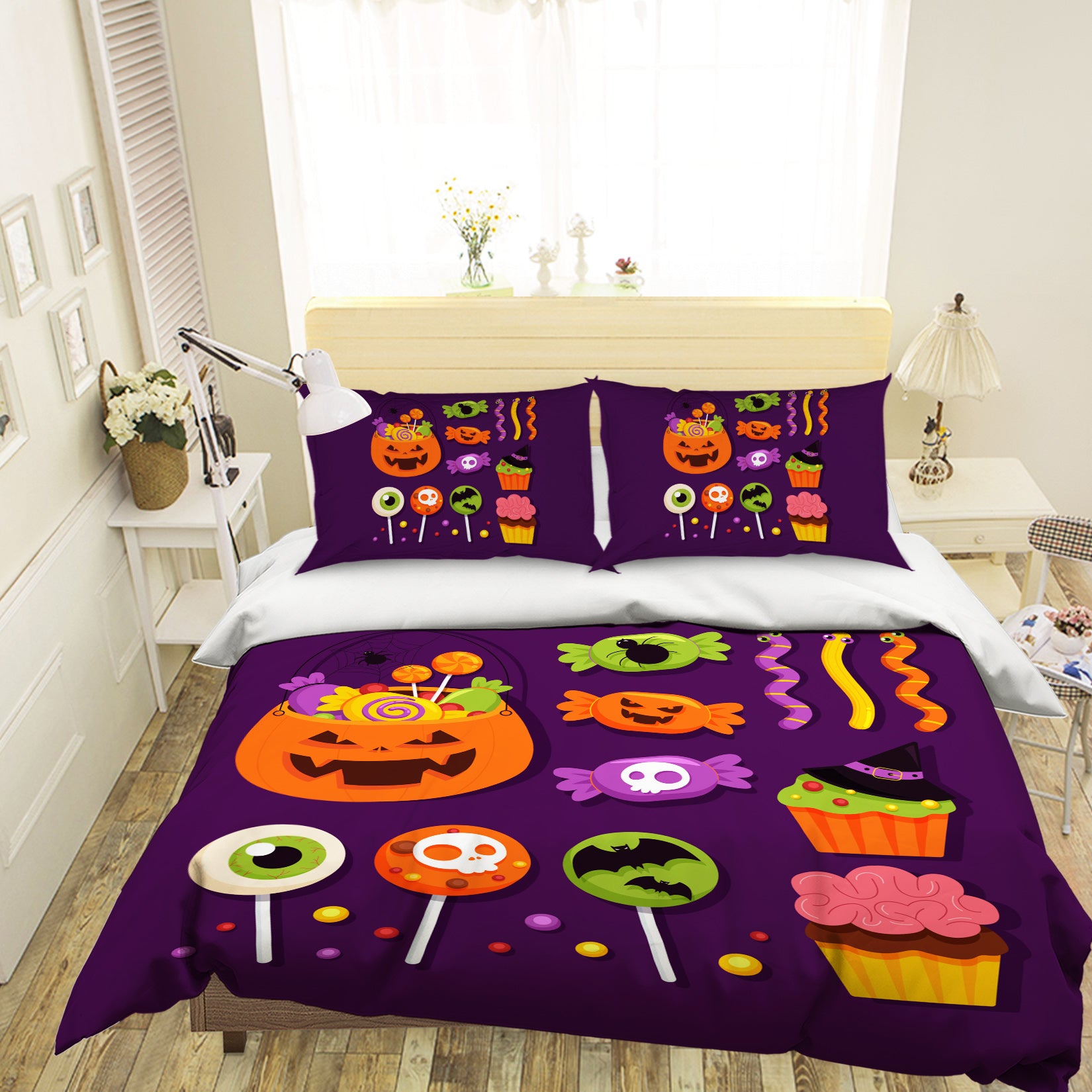 3D Pumpkin Lollipop 1216 Halloween Bed Pillowcases Quilt Quiet Covers AJ Creativity Home