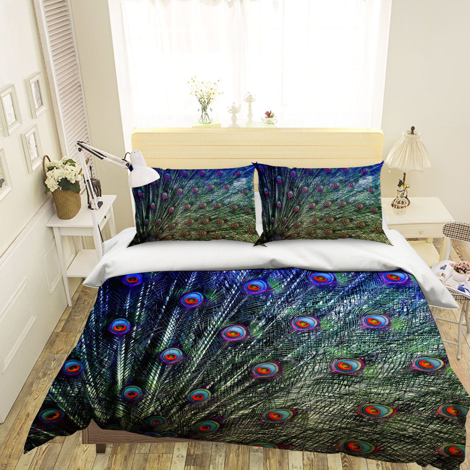 3D Green Feather 1934 Bed Pillowcases Quilt Quiet Covers AJ Creativity Home