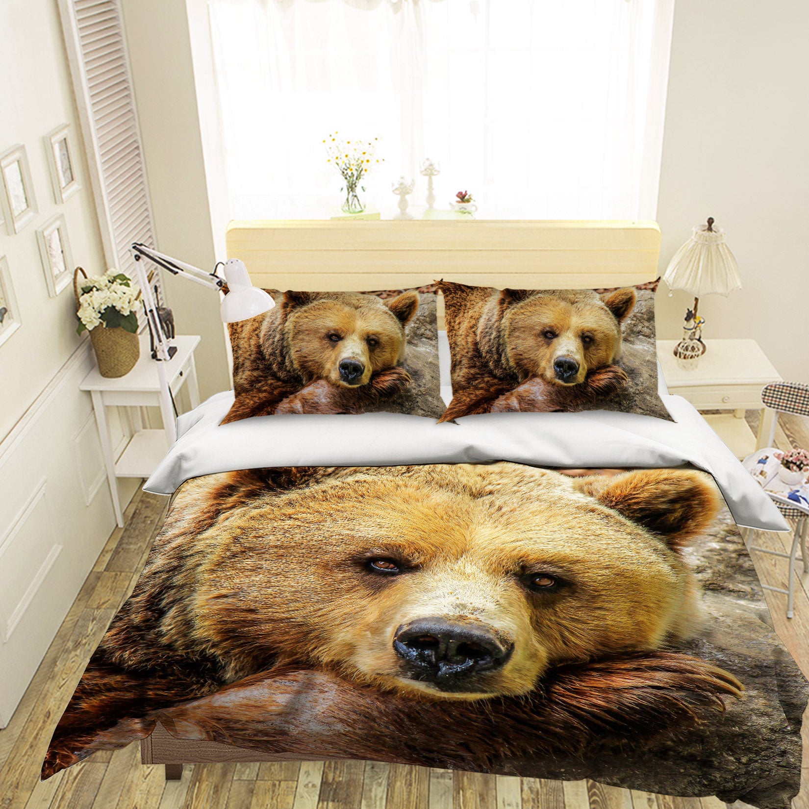 3D Yellow Bear 019 Bed Pillowcases Quilt