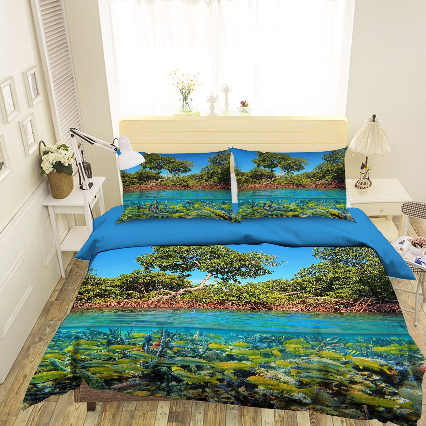 3D River Tree 15141 Bed Pillowcases Quilt