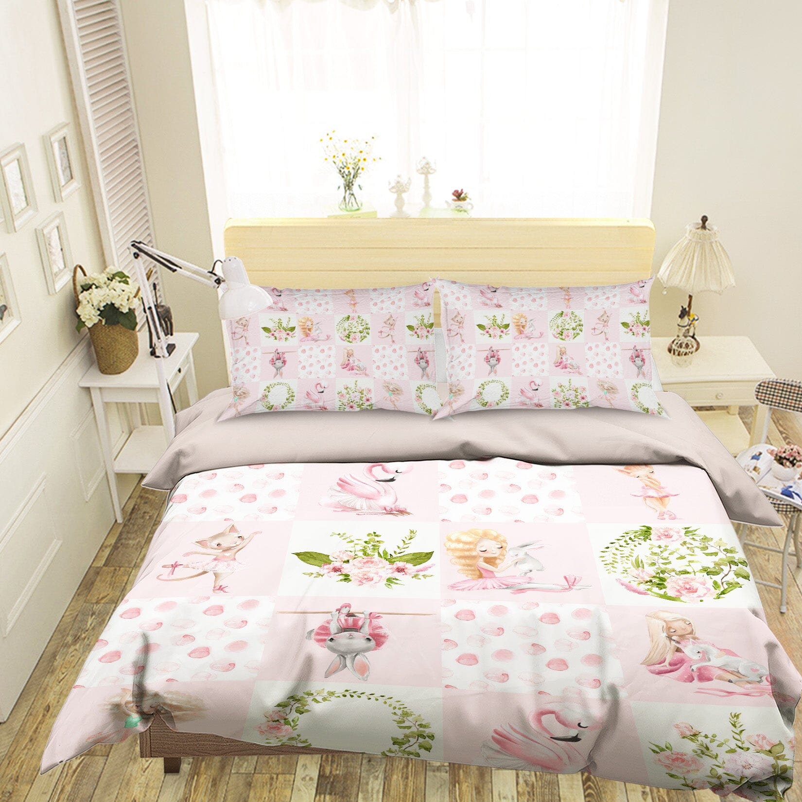 3D Flamingo Rabbit 204 Uta Naumann Bedding Bed Pillowcases Quilt Quiet Covers AJ Creativity Home