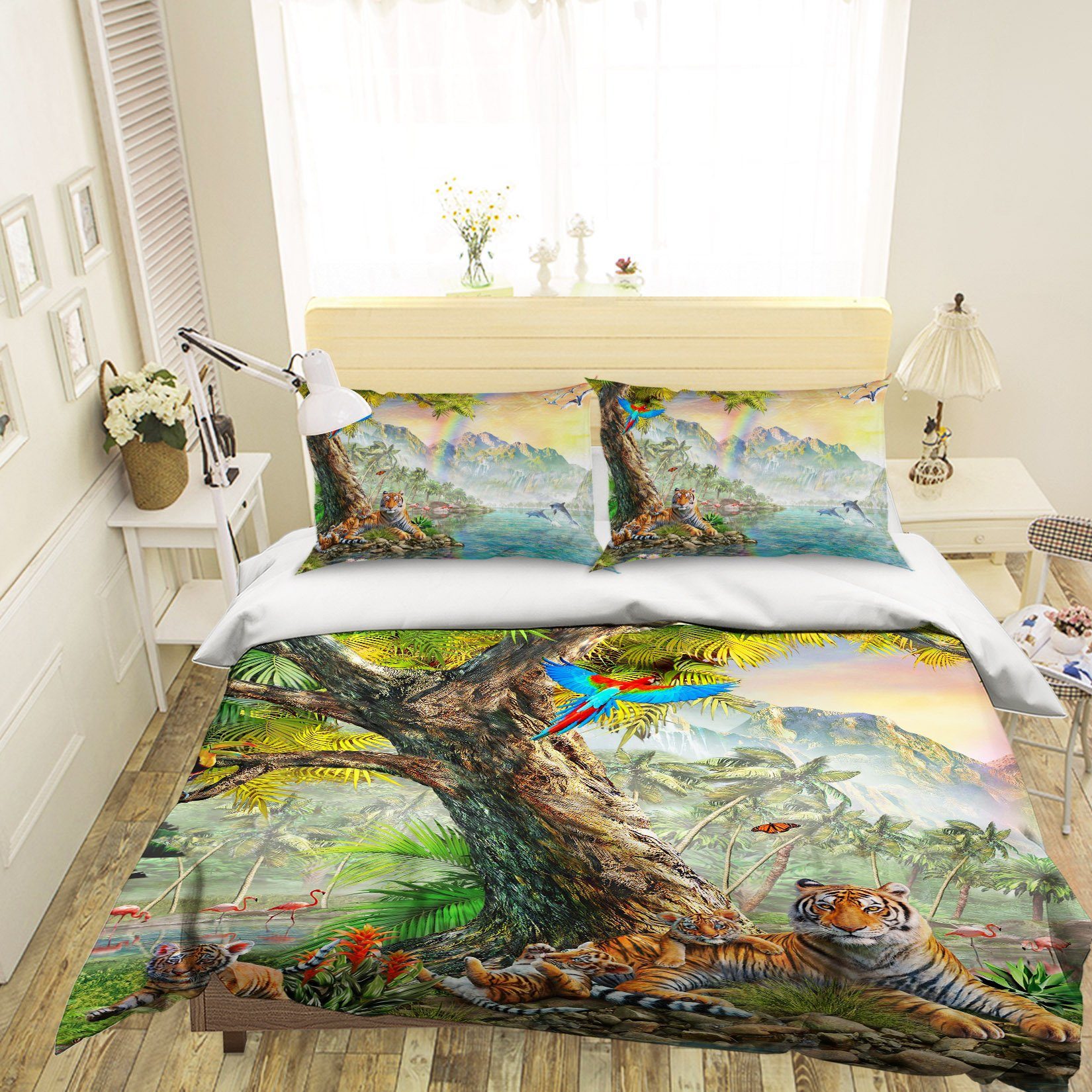3D Big Tree Tiger 2117 Adrian Chesterman Bedding Bed Pillowcases Quilt Quiet Covers AJ Creativity Home