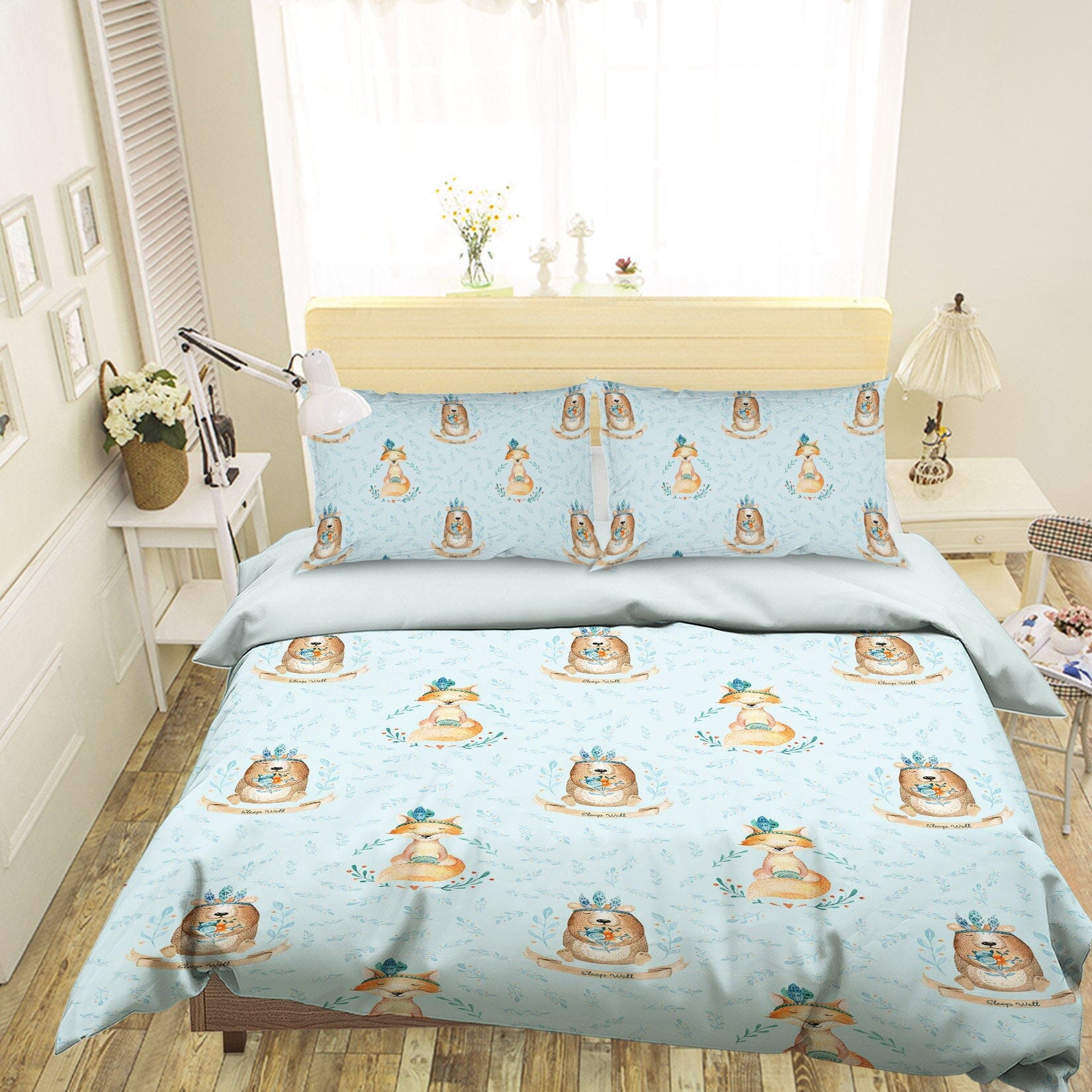 3D Fox Bear Flower 212 Uta Naumann Bedding Bed Pillowcases Quilt Quiet Covers AJ Creativity Home