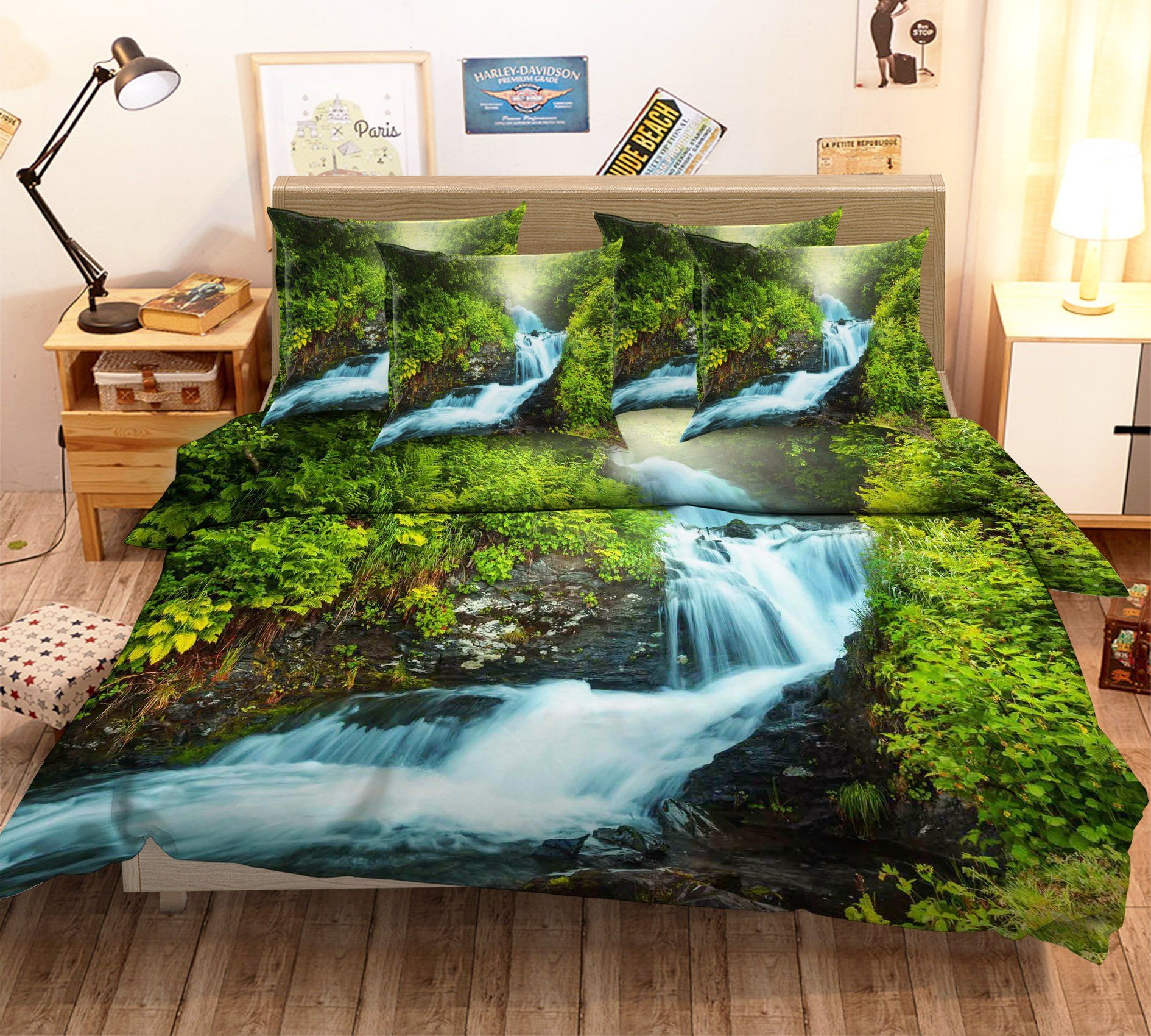 3D River Scenery 19 Bed Pillowcases Quilt Wallpaper AJ Wallpaper