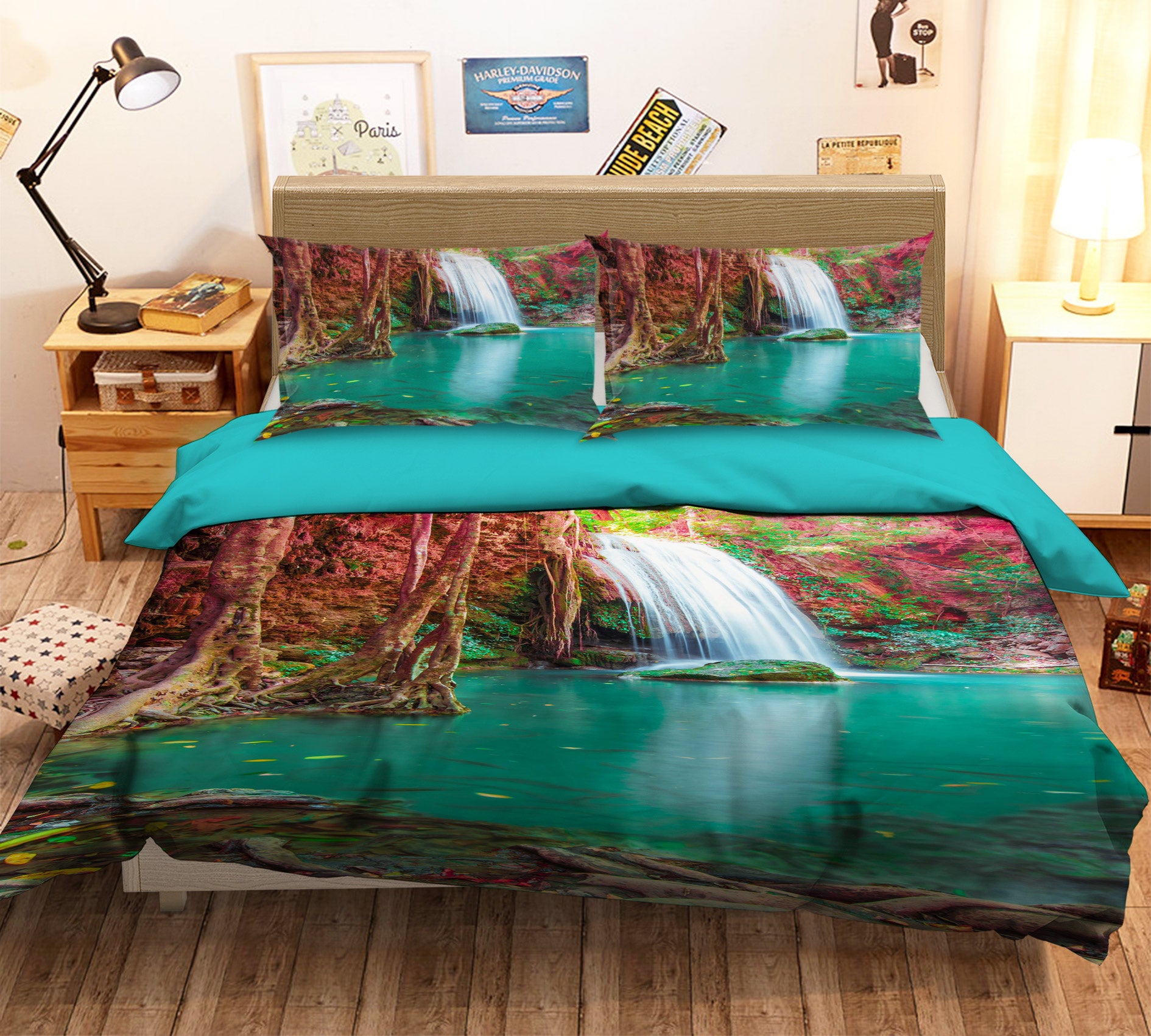 3D River Waterfall 15168 Bed Pillowcases Quilt
