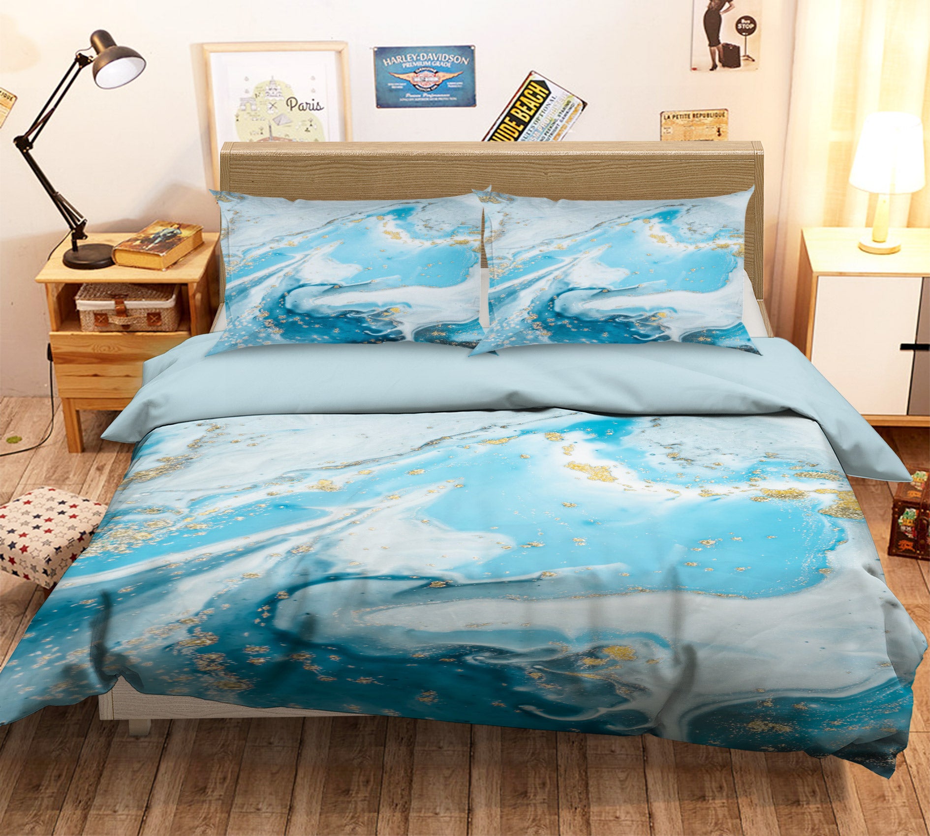 3D Light Blue Texture 16173 Bed Pillowcases Quilt