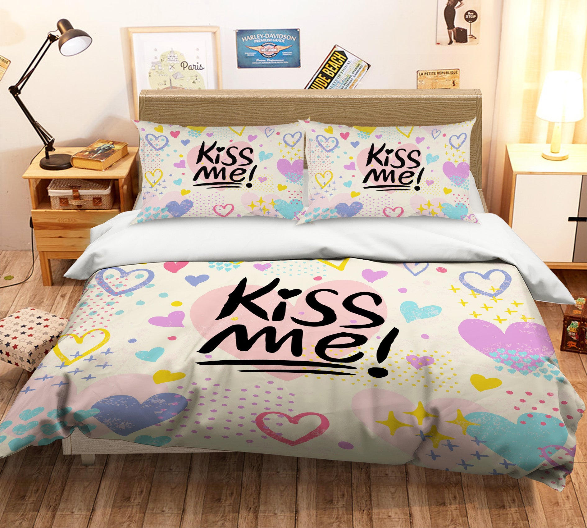 3D Color Heart 59079 Bed Pillowcases Quilt