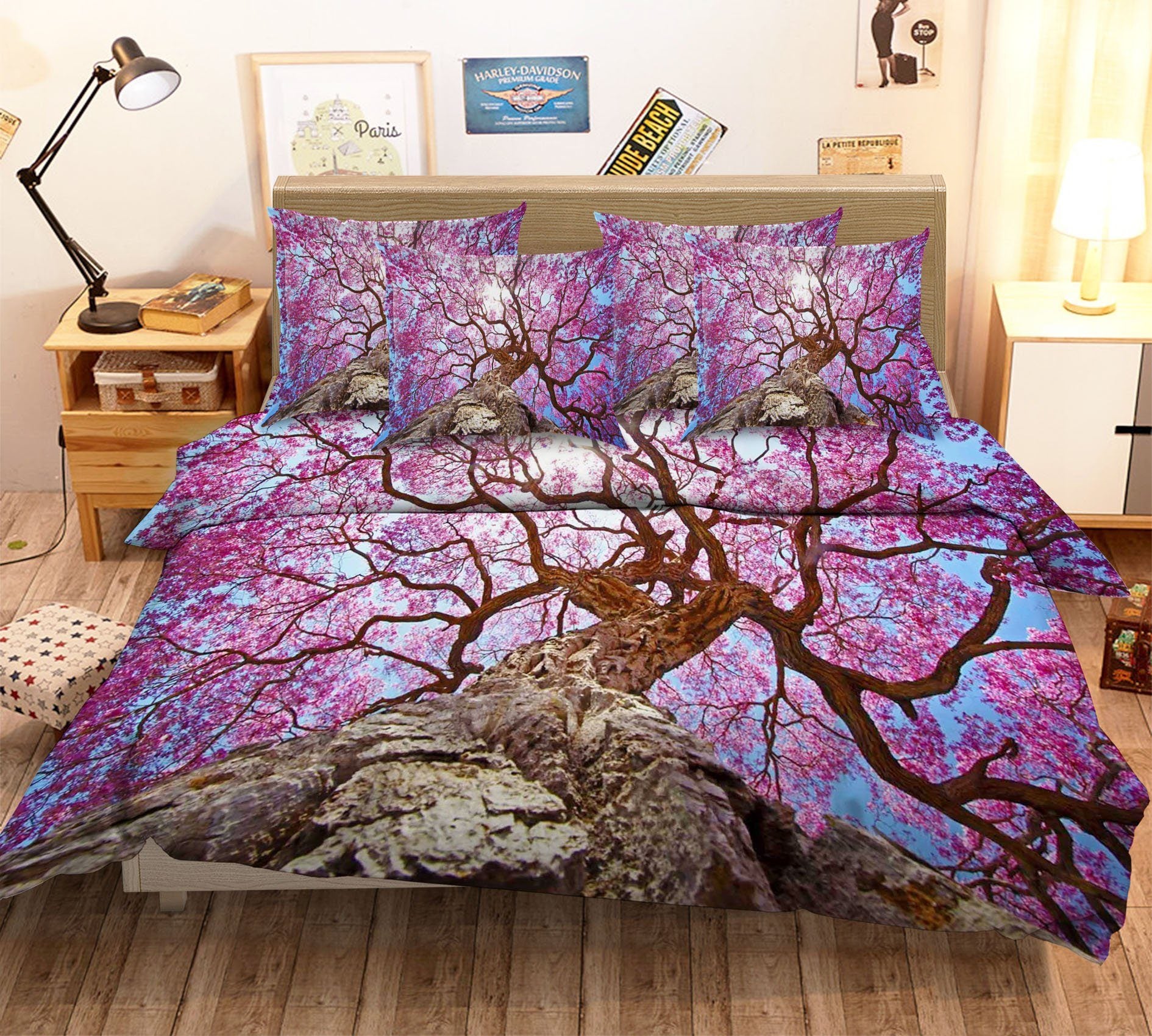 3D Pretty Tree 8 Bed Pillowcases Quilt Wallpaper AJ Wallpaper