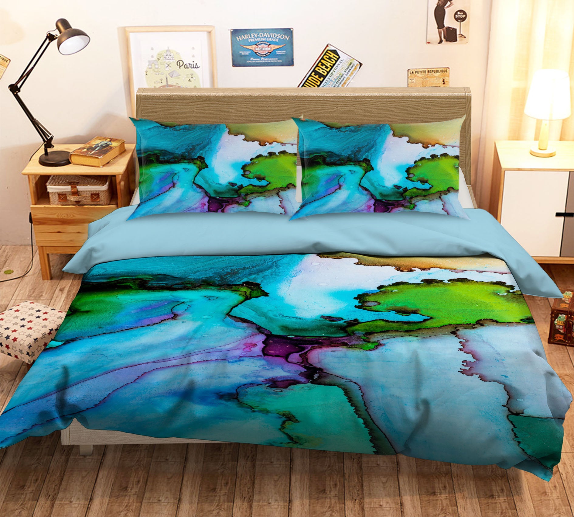 3D Blue Texture 16047 Bed Pillowcases Quilt