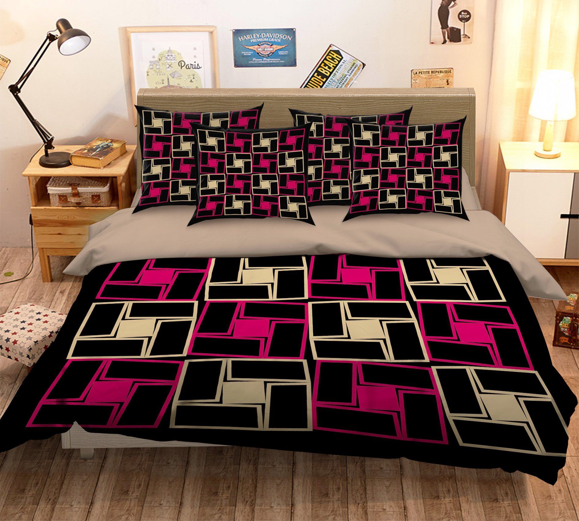 3D Rectangular stitching 112 Bed Pillowcases Quilt Wallpaper AJ Wallpaper