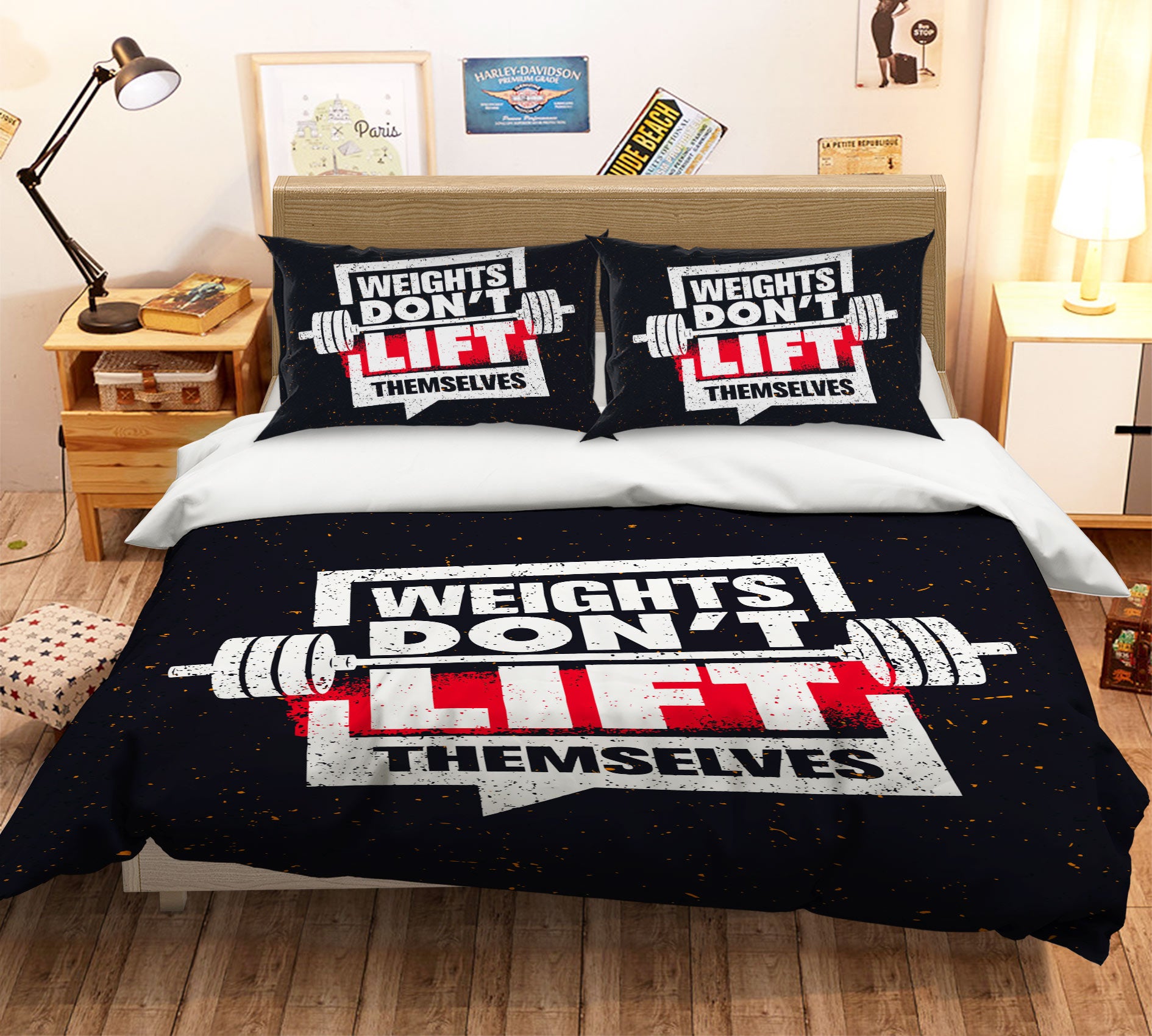3D Dumbbell Letters 14150 Bed Pillowcases Quilt