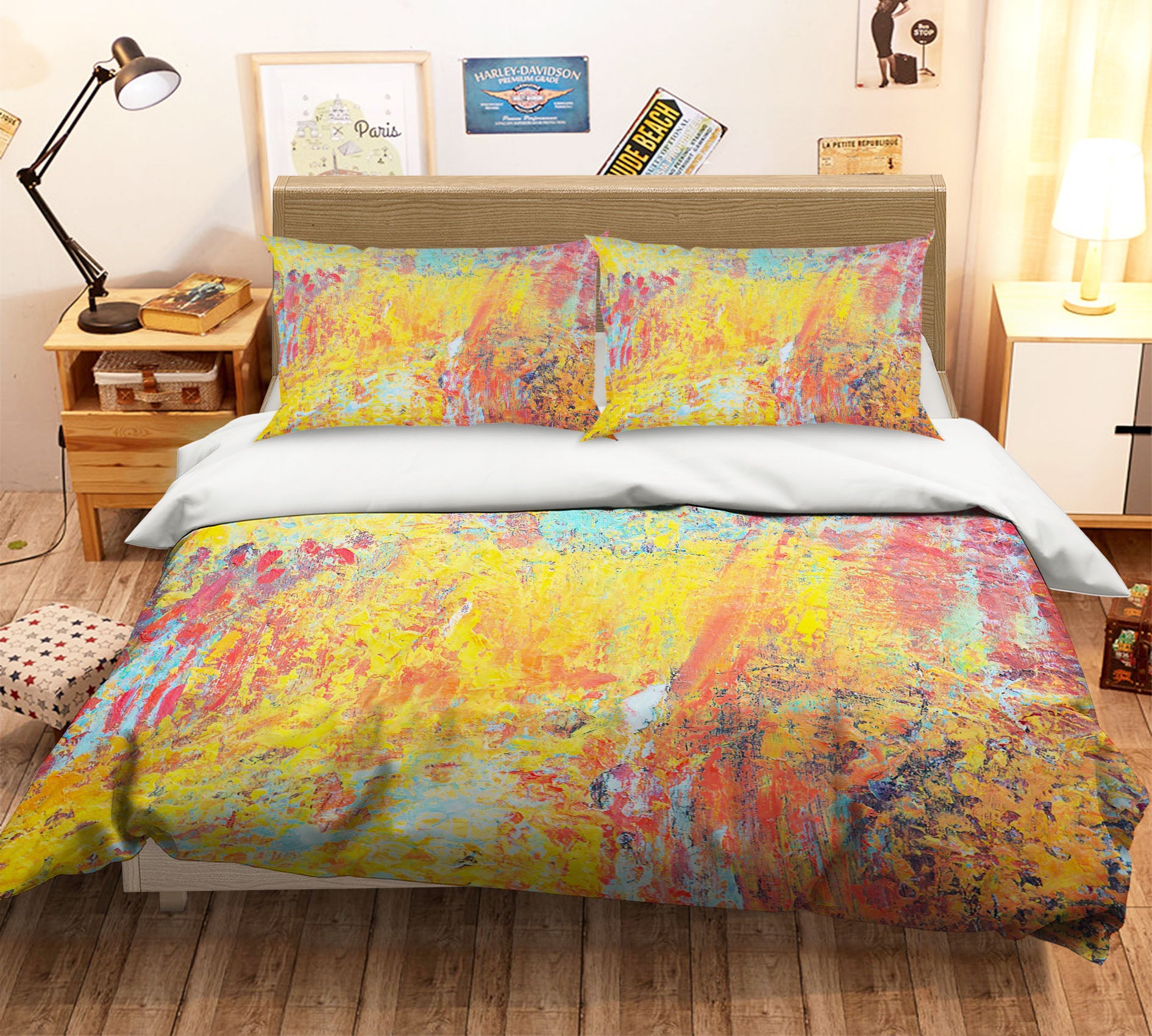 3D Yellow Orange 60081 Bed Pillowcases Quilt