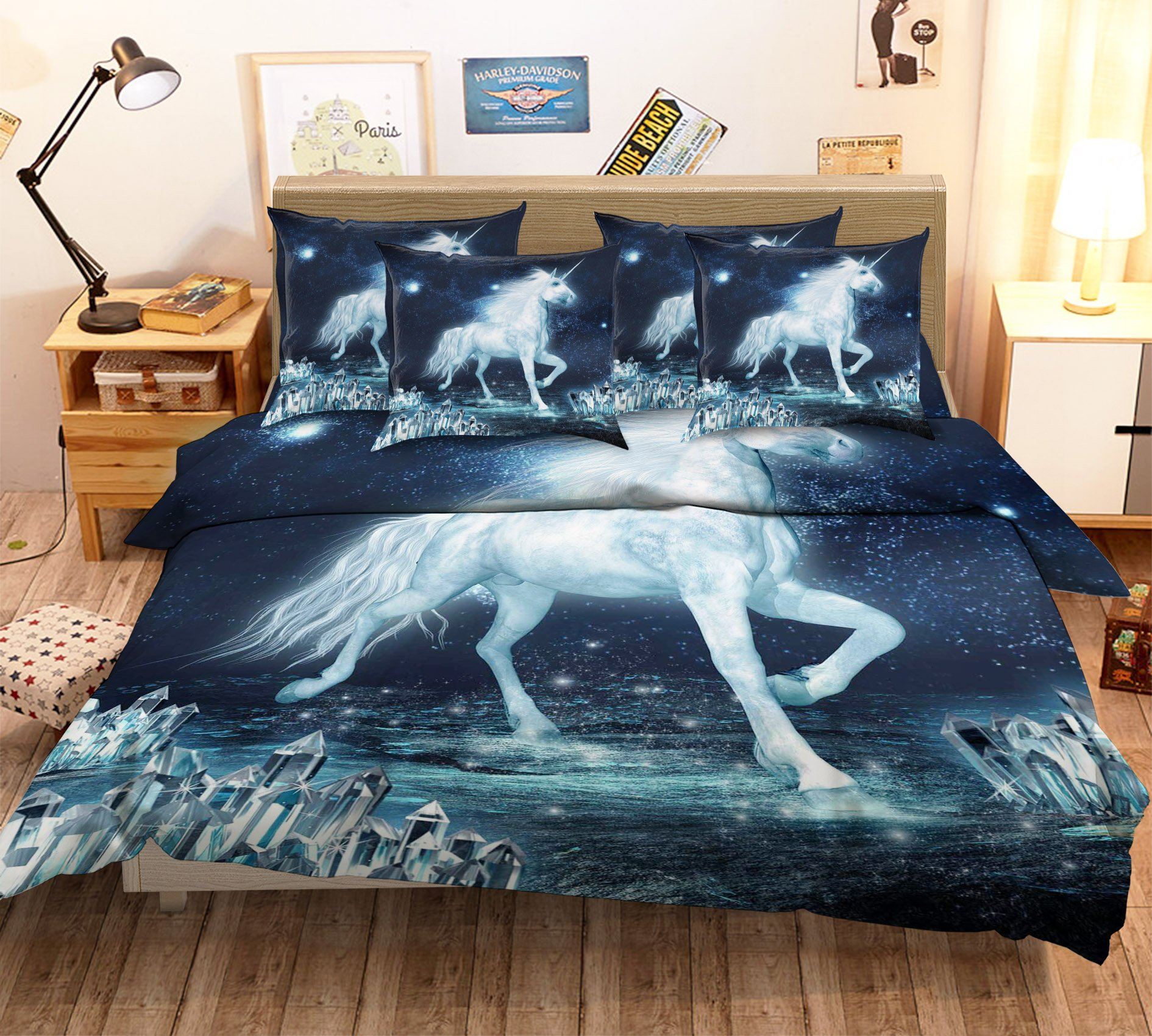 3D Dazzling Unicorn 109 Bed Pillowcases Quilt Wallpaper AJ Wallpaper