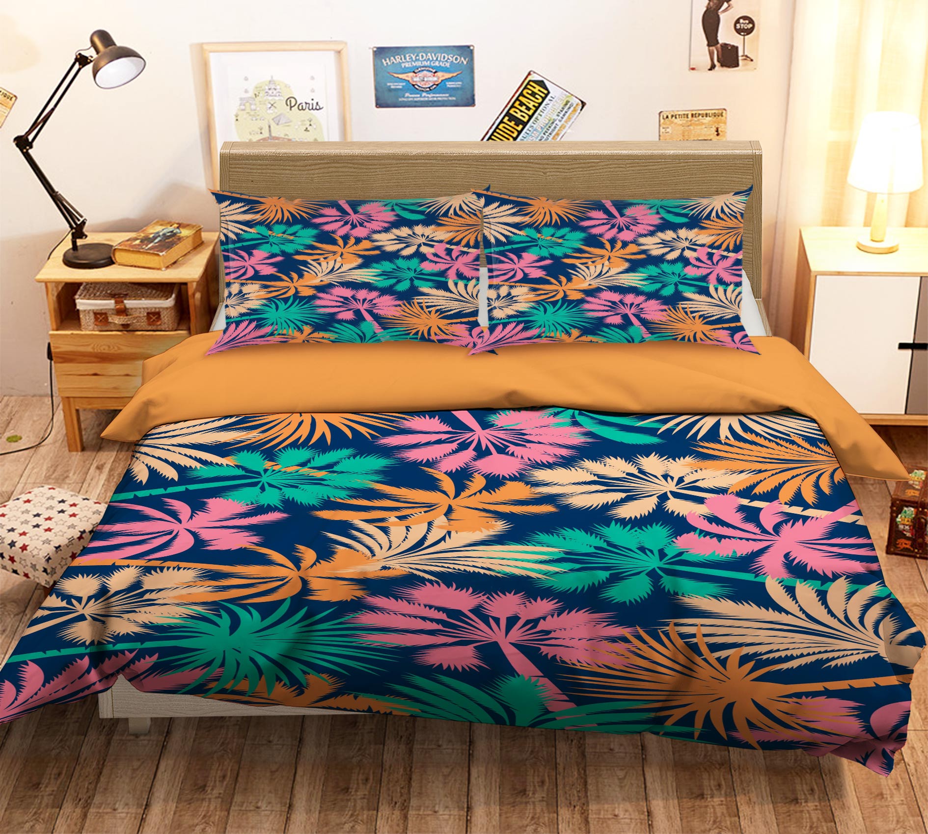 3D Colored Leaves 59198 Bed Pillowcases Quilt