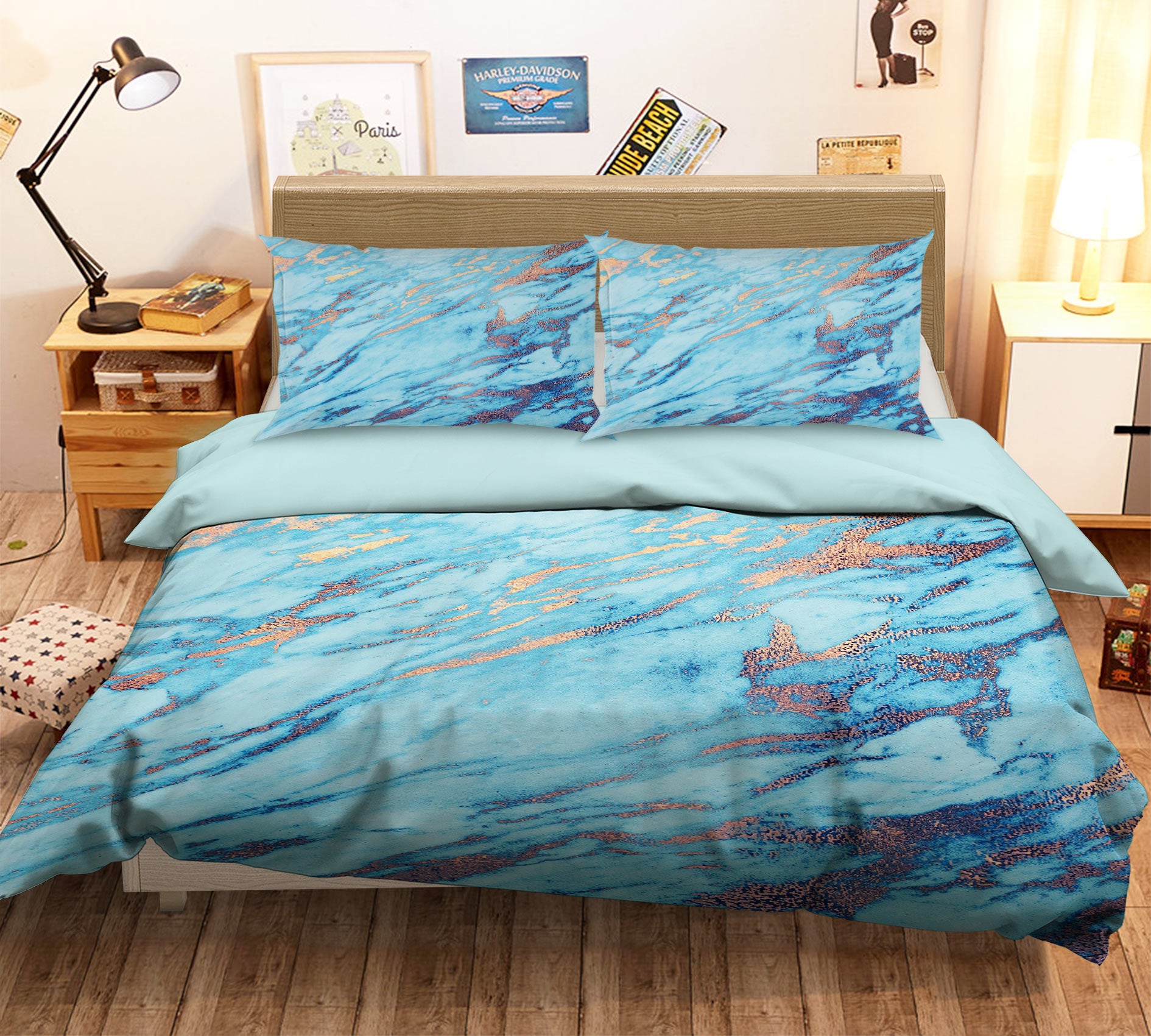 3D Blue Pattern 16104 Bed Pillowcases Quilt