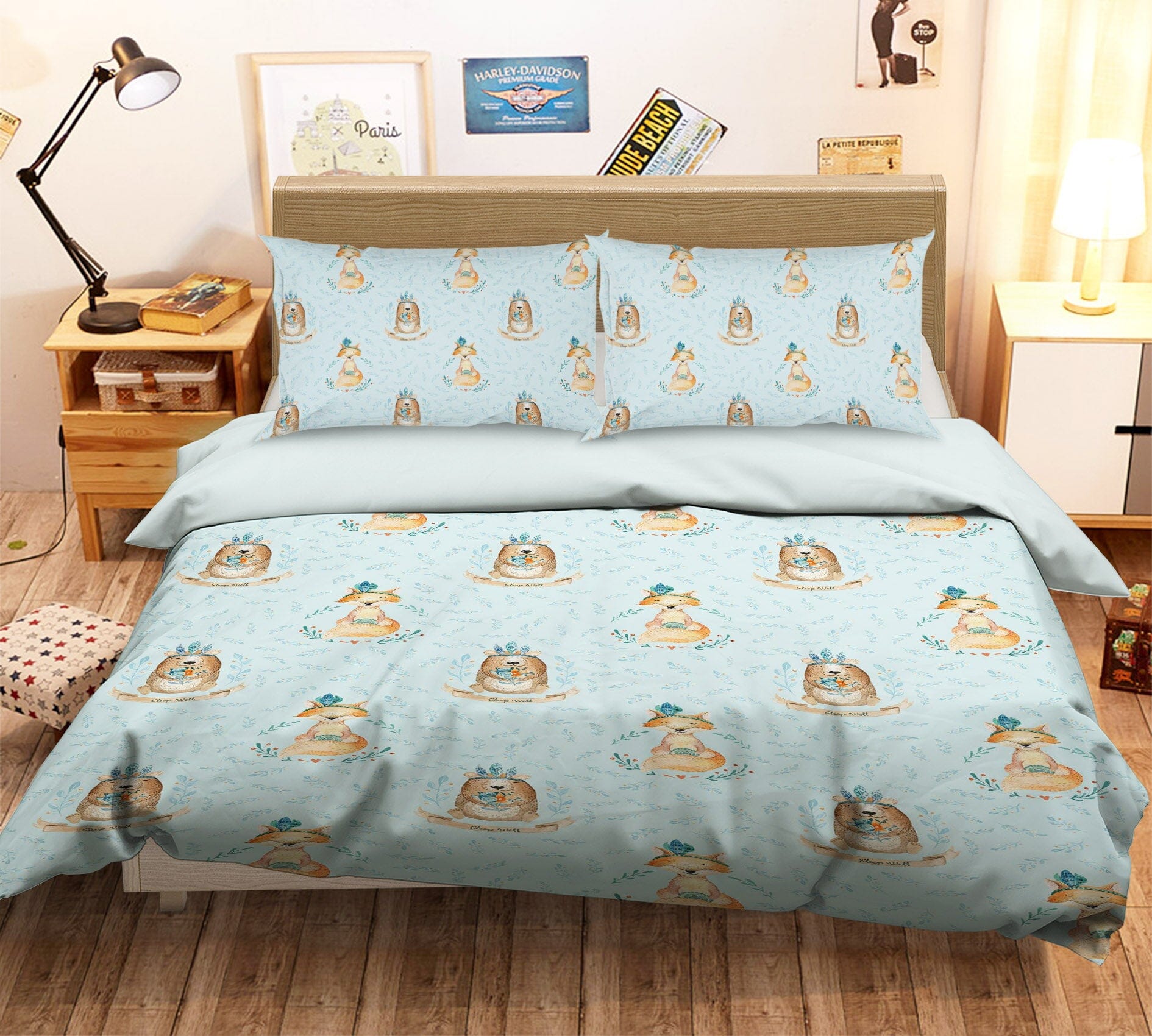 3D Grass Bear Fox 215 Uta Naumann Bedding Bed Pillowcases Quilt Quiet Covers AJ Creativity Home