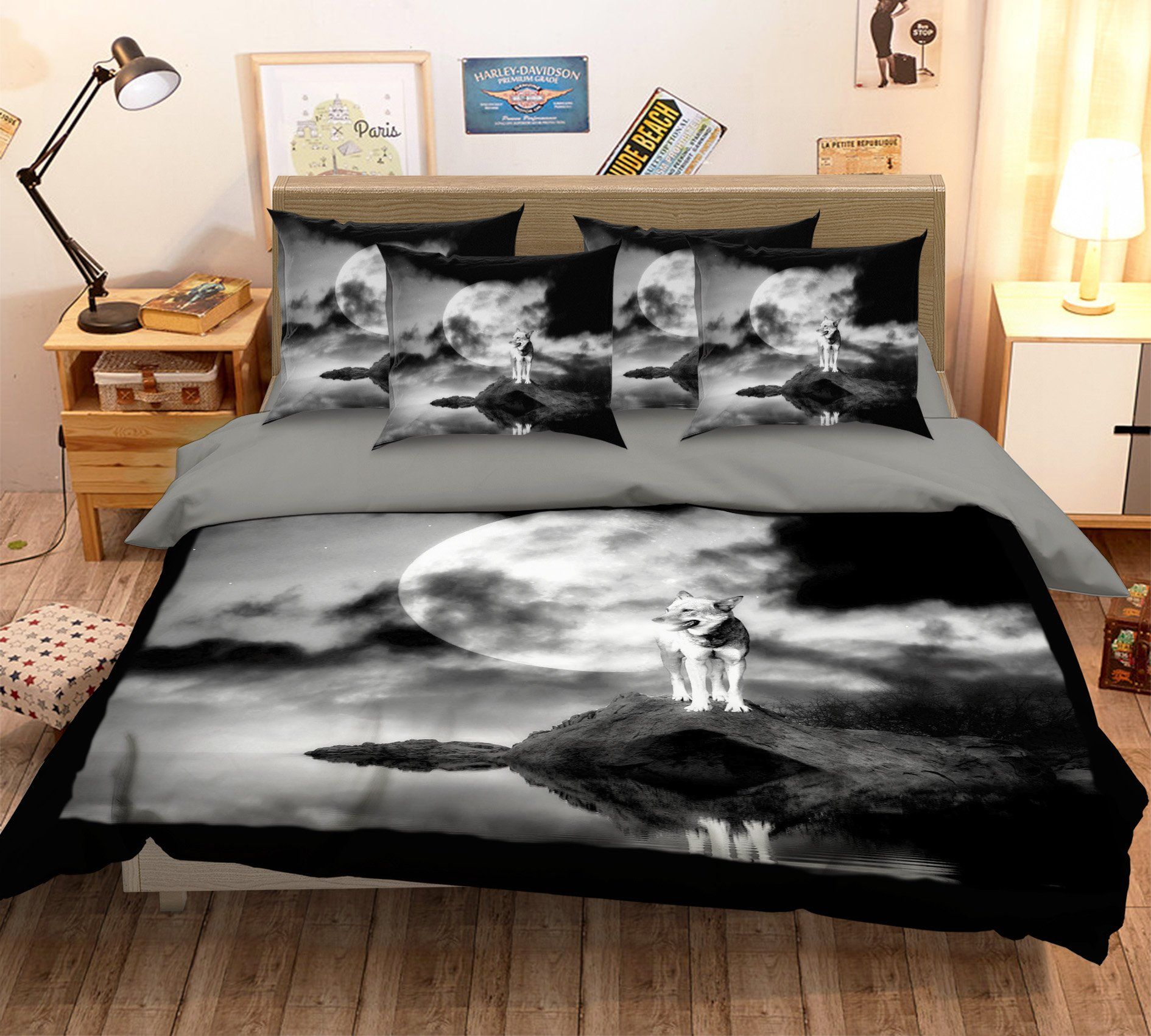 3D Moon Dark Clouds 128 Bed Pillowcases Quilt Wallpaper AJ Wallpaper