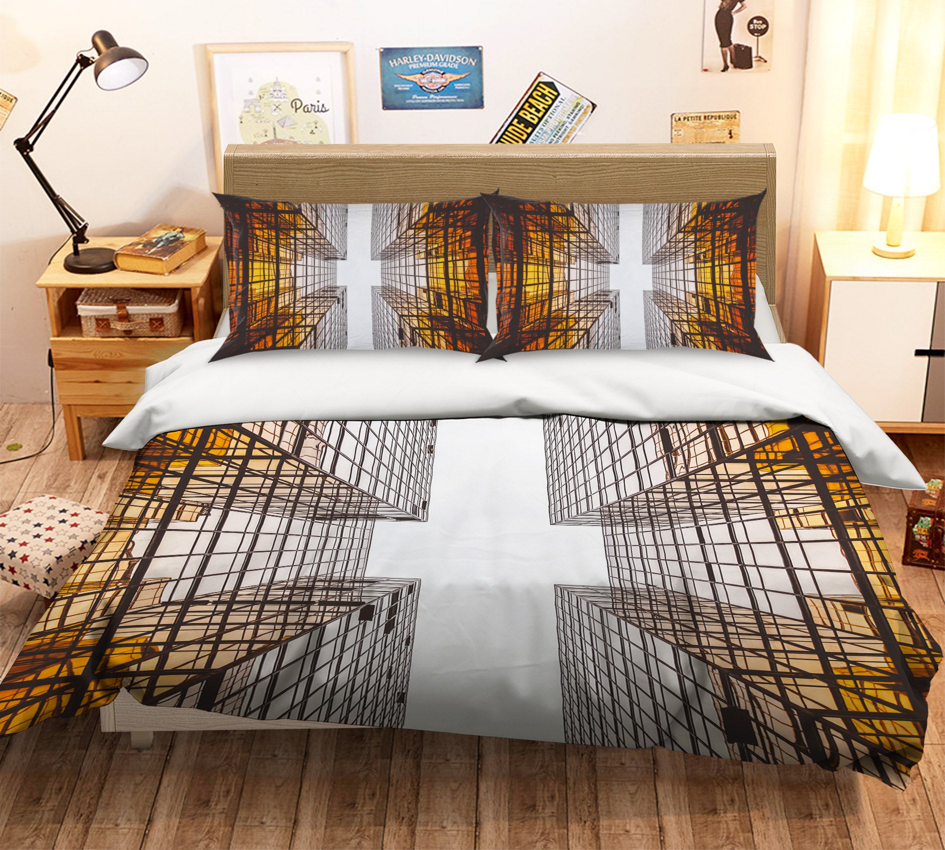 3D Three-Dimensional Building 19119 Bed Pillowcases Quilt