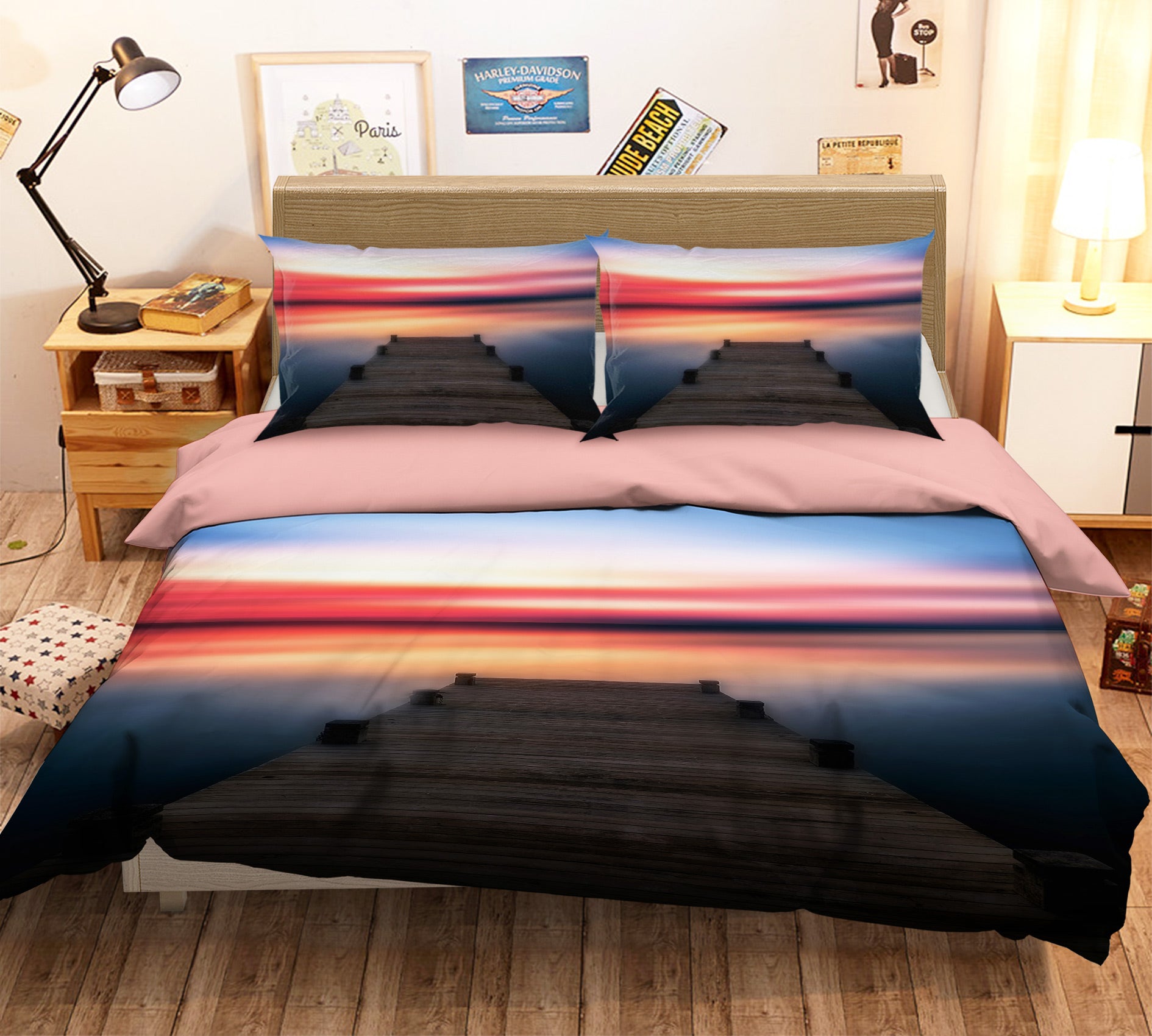 3D Bridge Sea Surface 16095 Bed Pillowcases Quilt