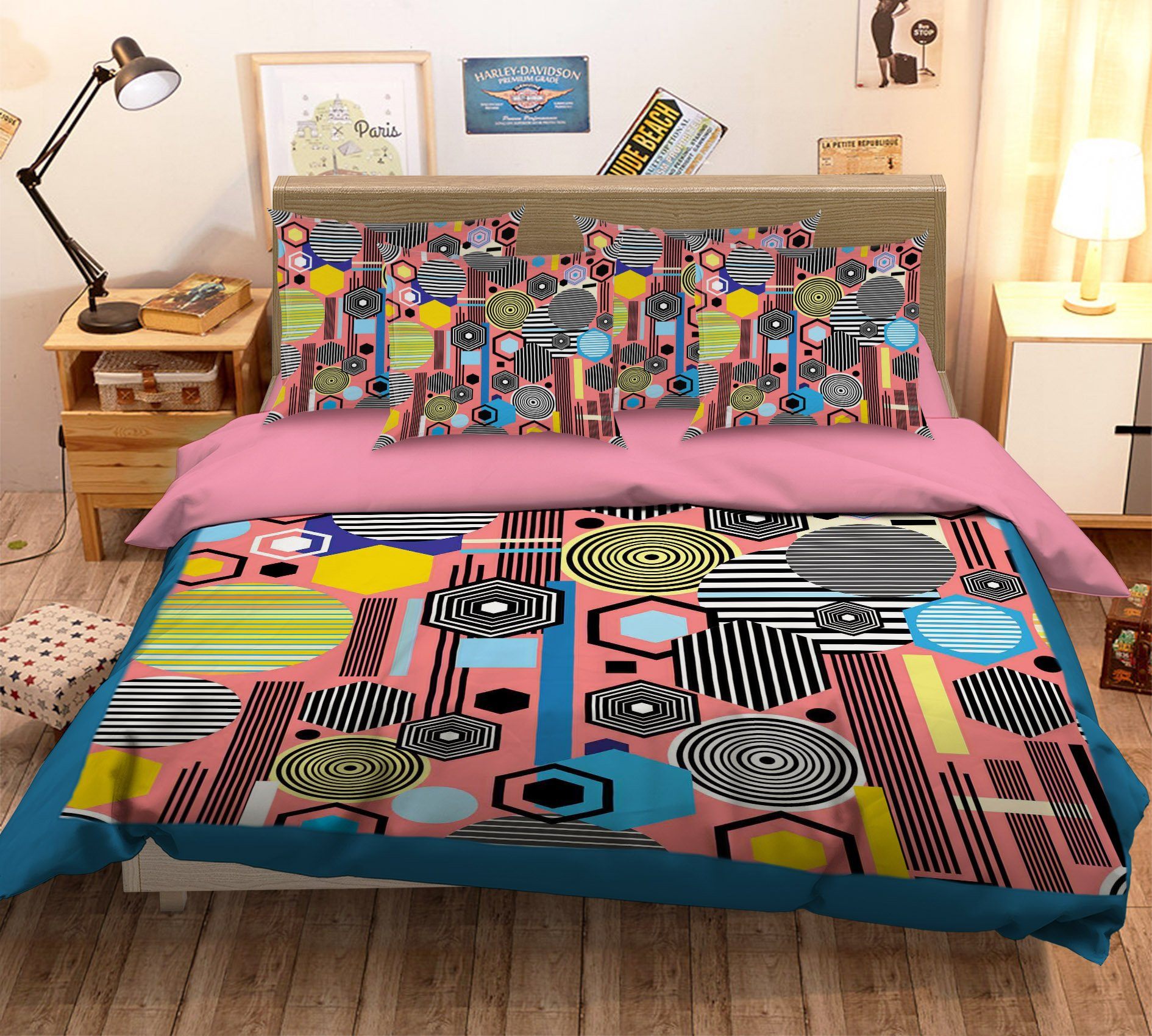 3D Circle Color 078 Bed Pillowcases Quilt Wallpaper AJ Wallpaper