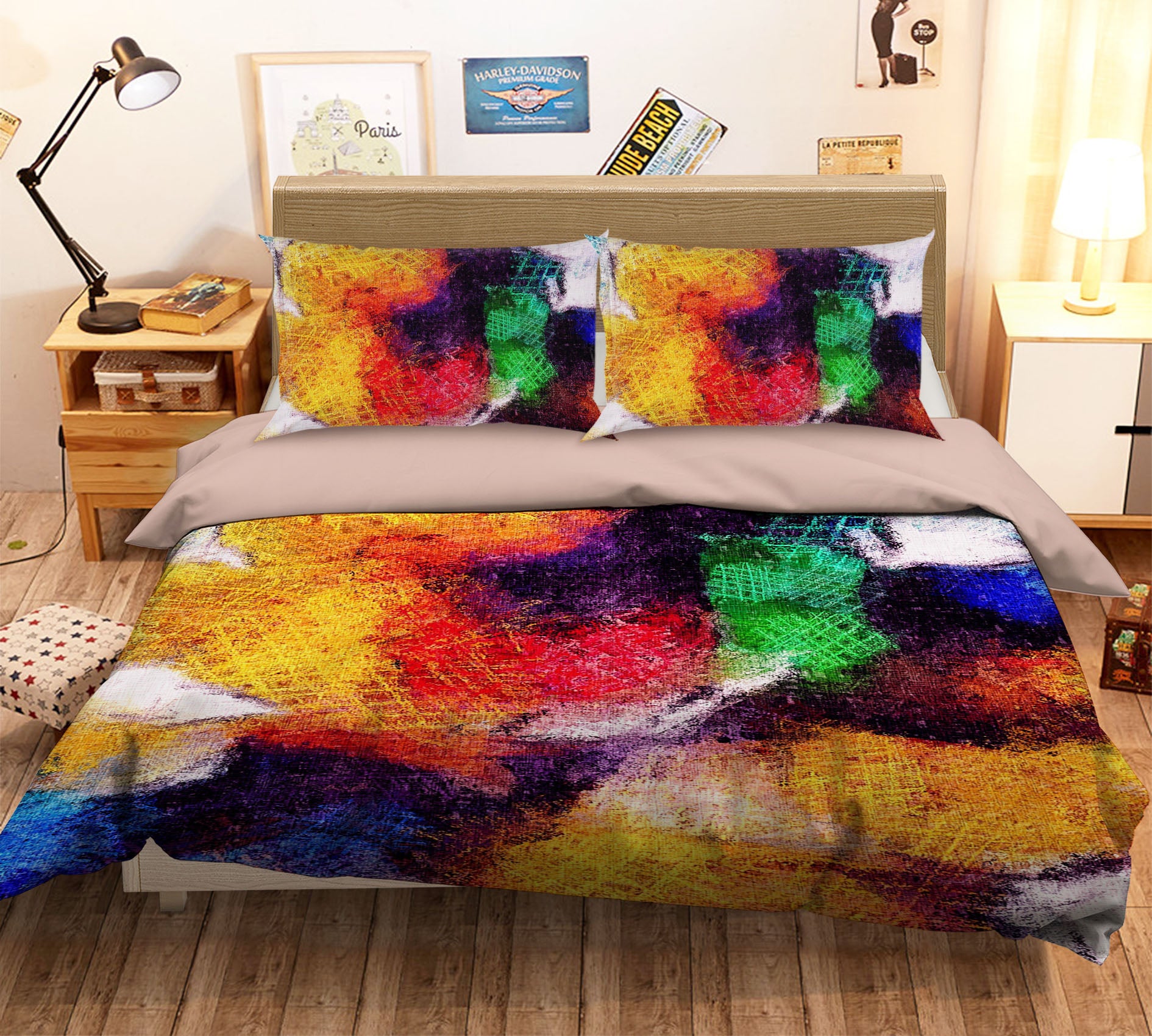 3D Multicolored Pattern 15202 Bed Pillowcases Quilt