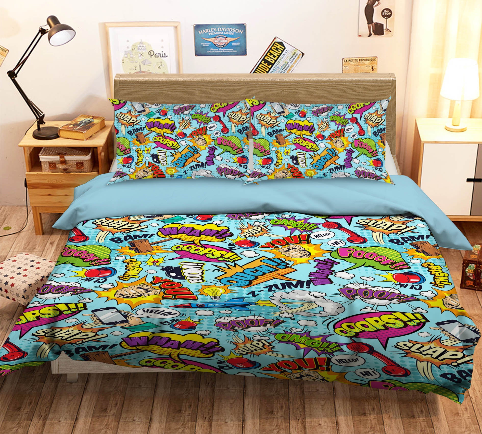 3D Color Font 61109 Bed Pillowcases Quilt