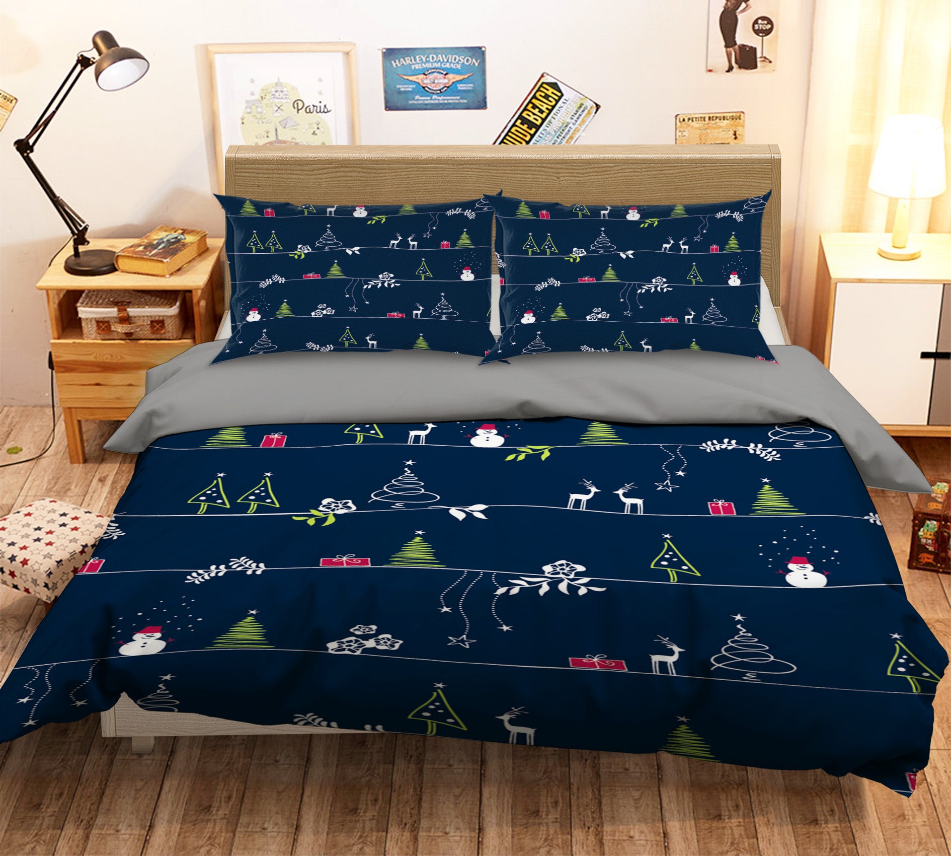 3D Christmas Tree Deer 45031 Christmas Quilt Duvet Cover Xmas Bed Pillowcases