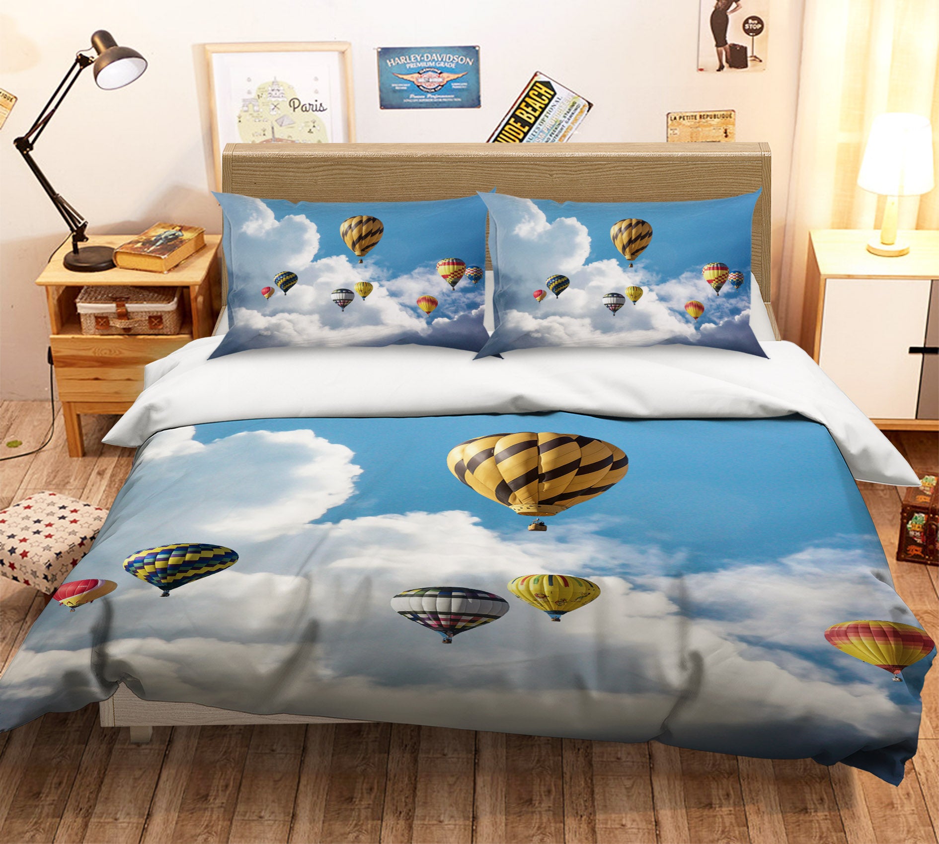 3D Sky Hot Air Balloon 19138 Bed Pillowcases Quilt