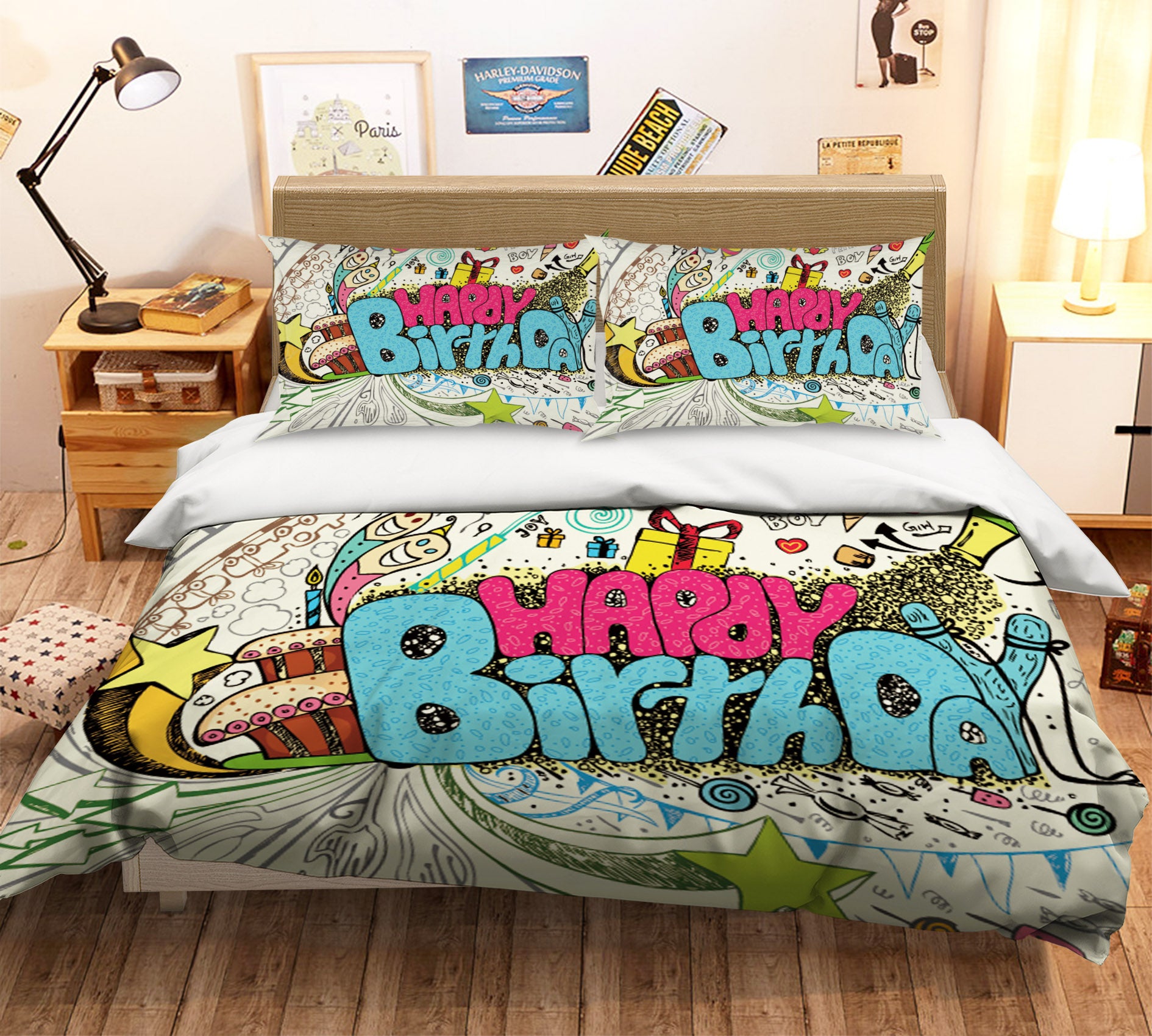 3D English Alphabet 15075 Bed Pillowcases Quilt
